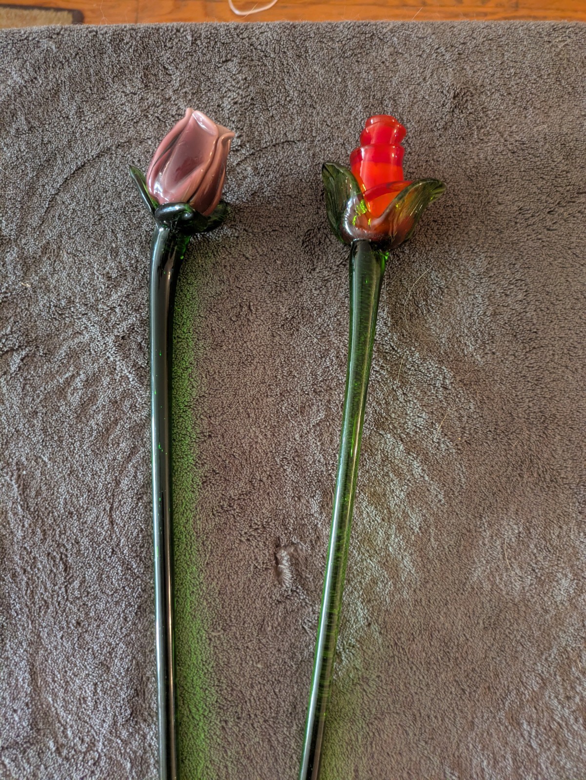 Handblown Glass Rose & Tulip – 12″ Stems