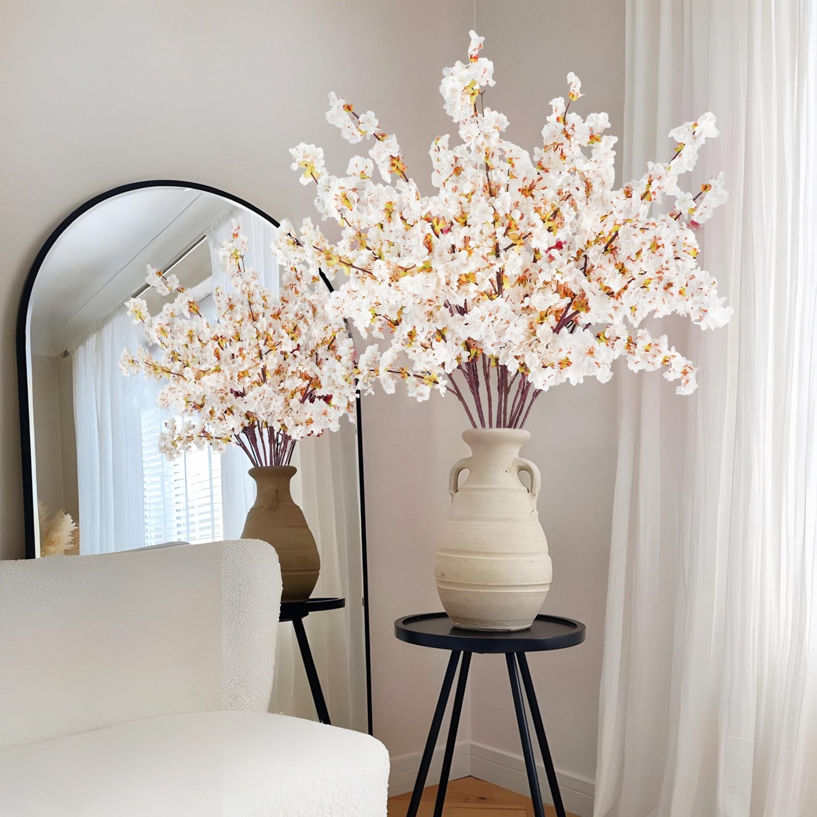 12 Pcs 40″ Faux Silk Cherry Blossom Stems – Real Touch Peach Flowers for Wedding