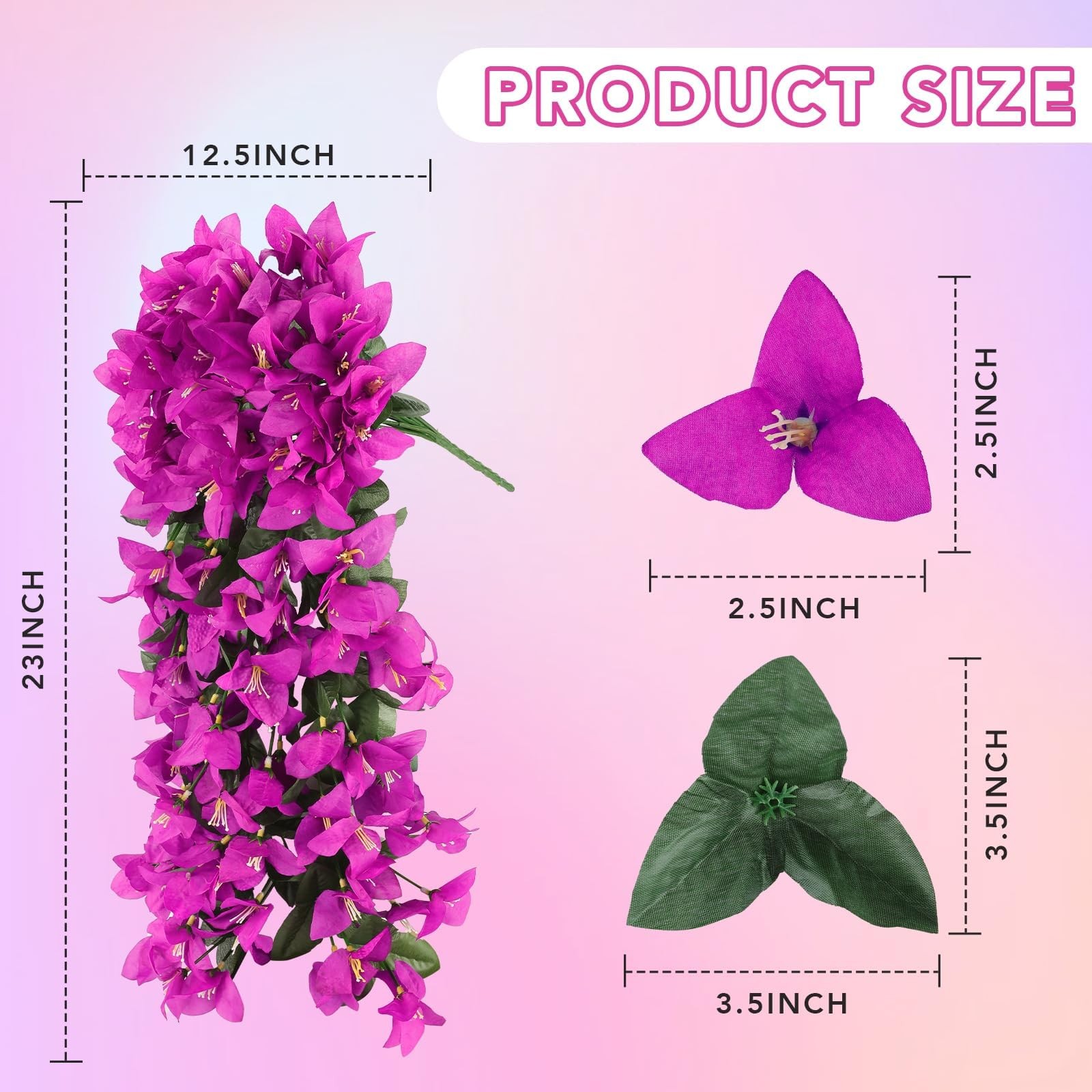 Alotiki Artificial Bougainvillea Flowers for Outdoor Plant,12 pcs Faux Hangin…