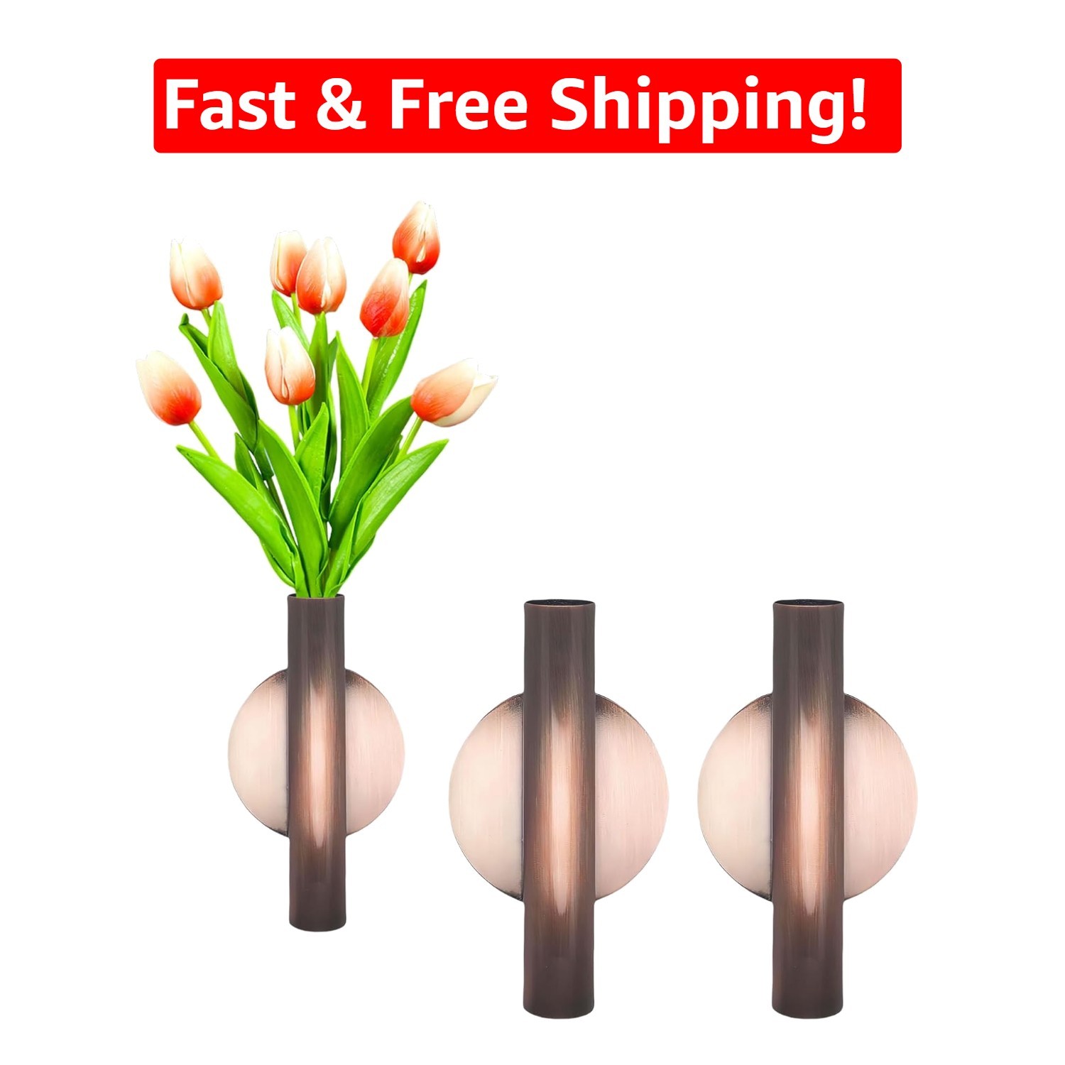 Durable Gold Metal Tube Flower Holders – Set of 2 for Home & Memorial Use
