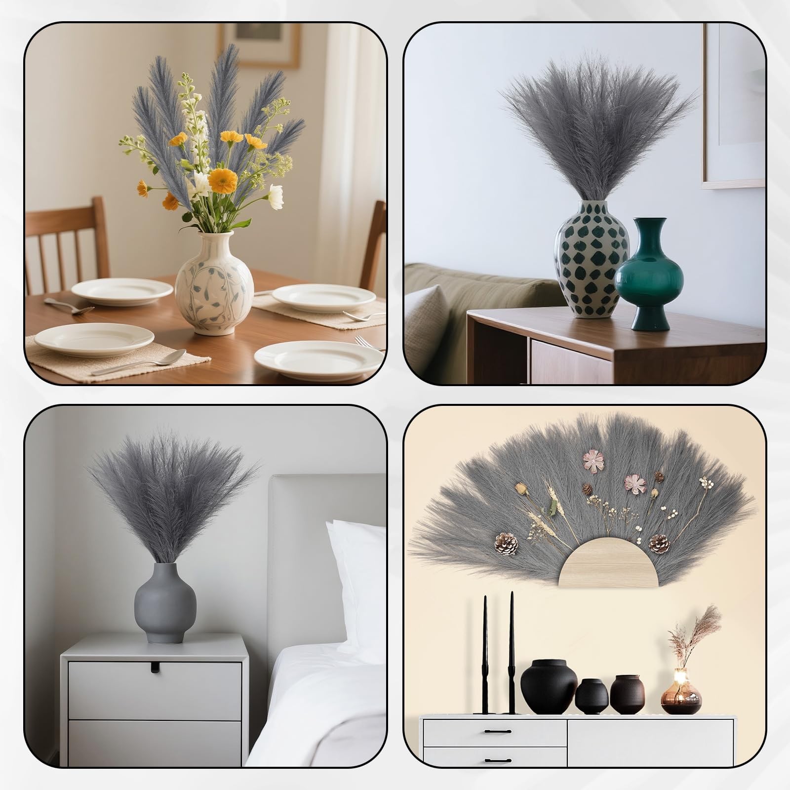 21 Inch Gray Artificial Faux Pampas Grass Small Vase Filler Decor 30 PCS