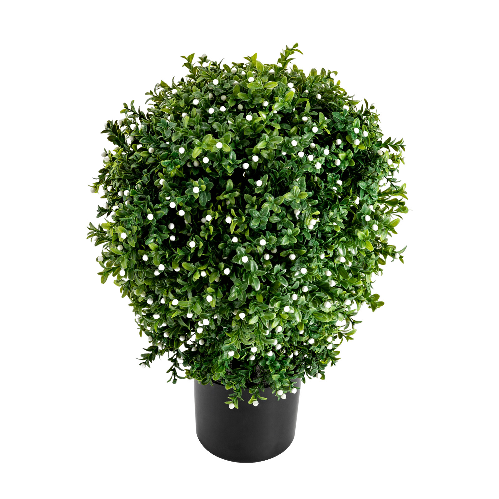 2 Pacs 20″ Tall Green Artificial Boxwood Topiary Ball Tree With White Flowers
