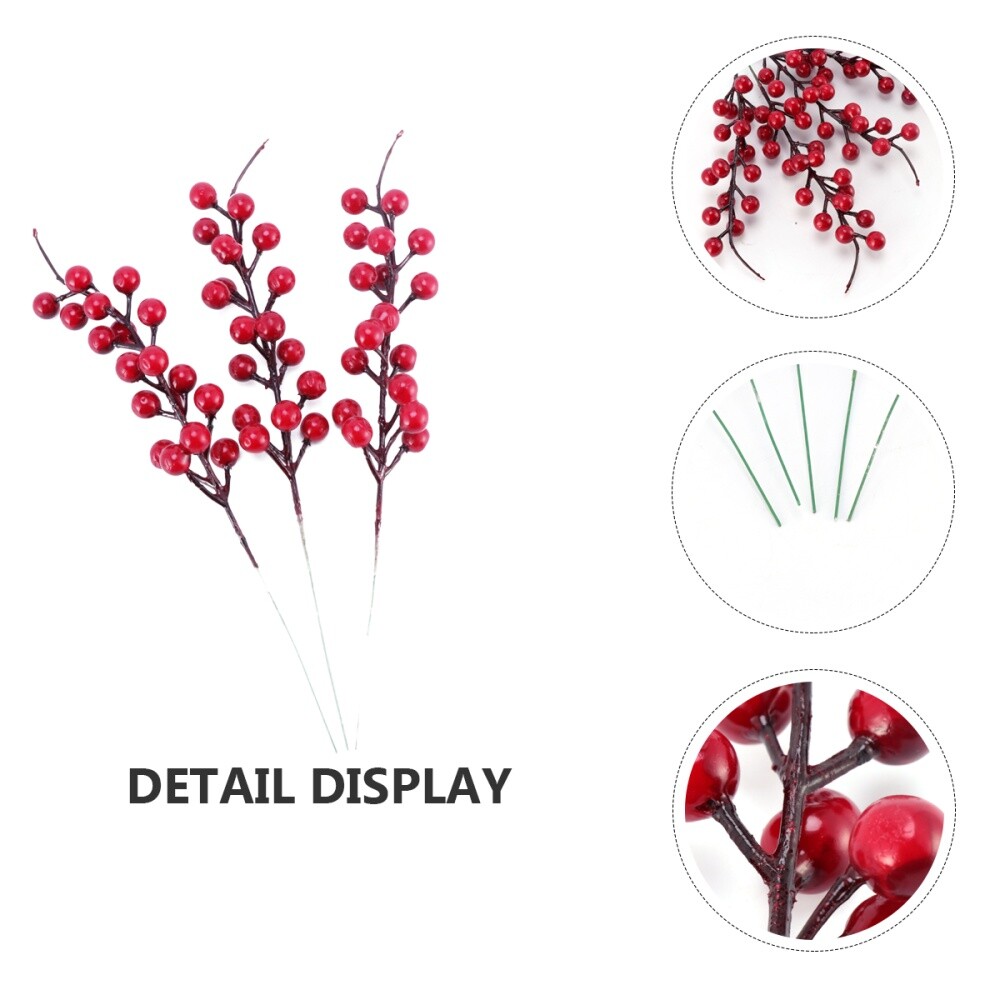 10 Pcs Red Berries Red Berry Picks Branch Flower Centers Wreath Floral Stems