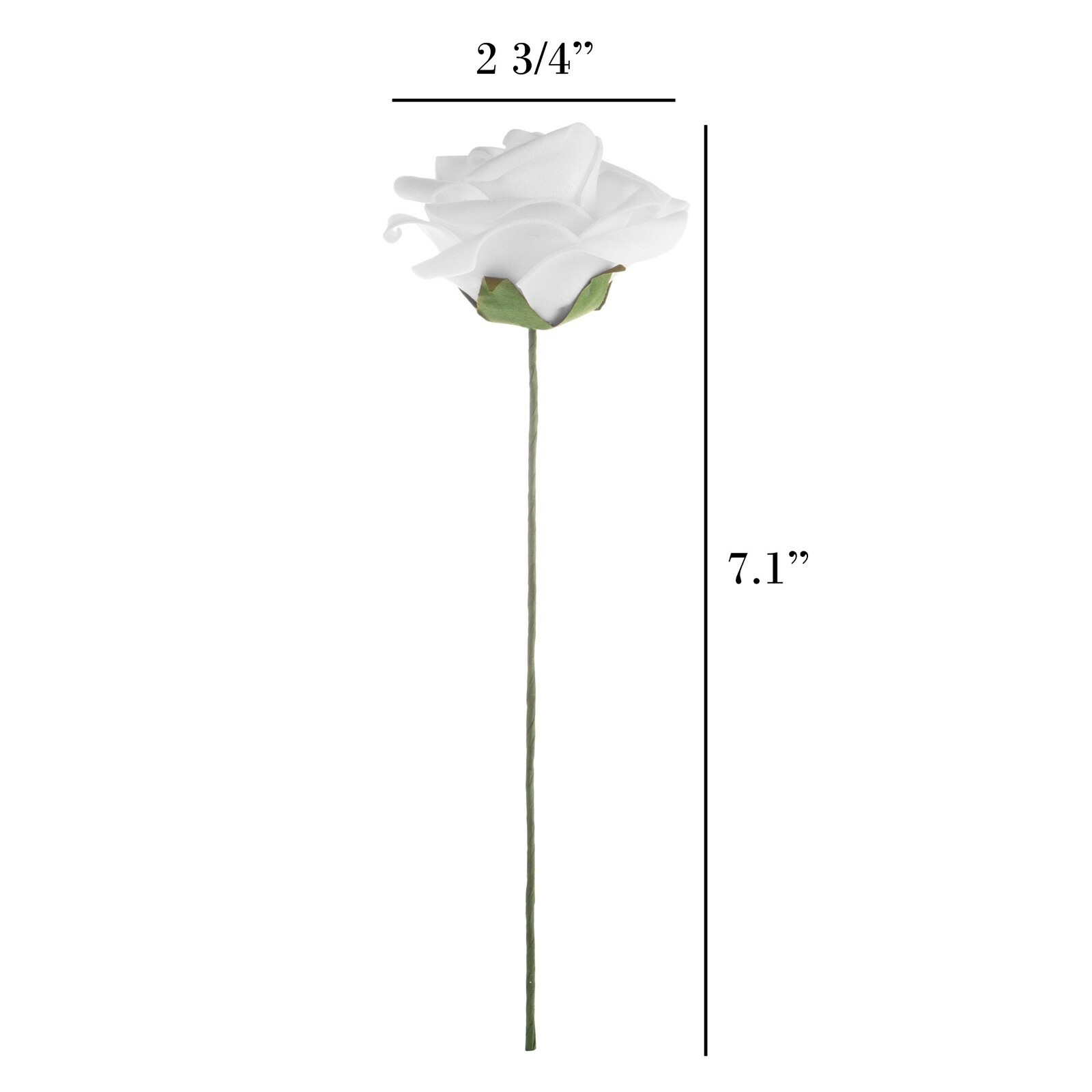 Artificial Roses with Stems Fake Flowers 50 Pc Set by Pure Garden, WHITE