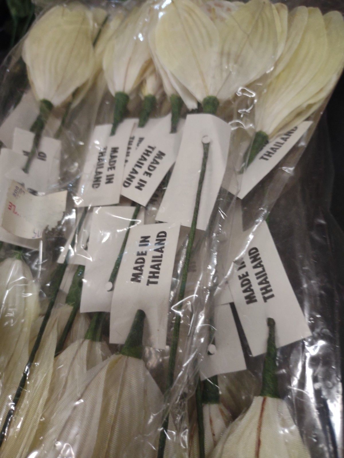 12 Stems 1970s Vintage Silk Orchids, 9″ Cymbidium Orchid Flower Pick Pale Yellow