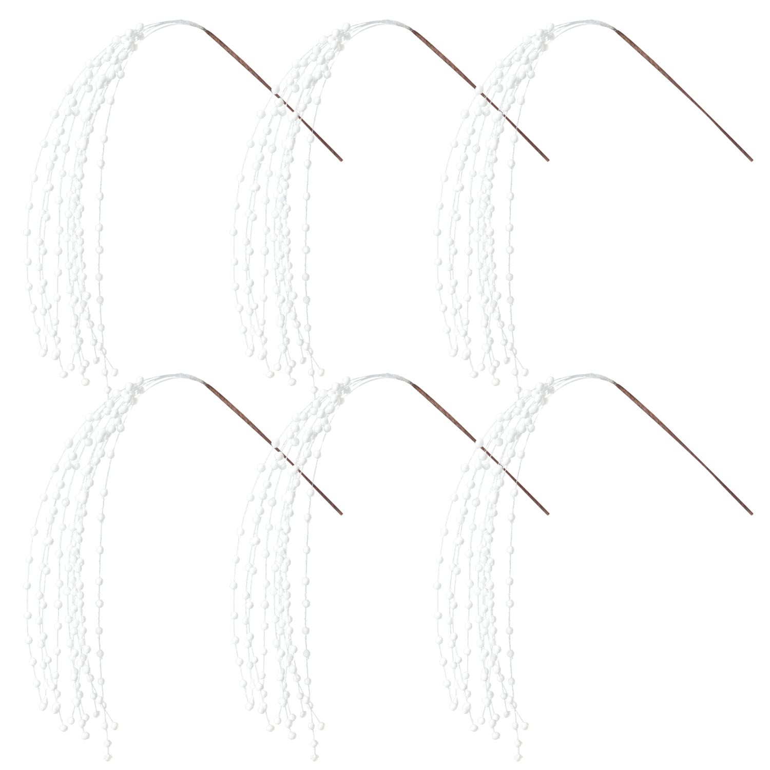 Glitter Christmas Picks Sprays Set of 6 Artificial Glitter Berry Stems Decora…