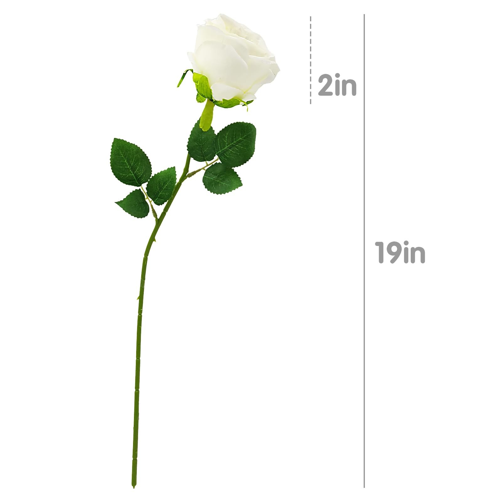 White Artificial Roses with Long Stems, 12Pcs Realistic Roses Artificial Flowers