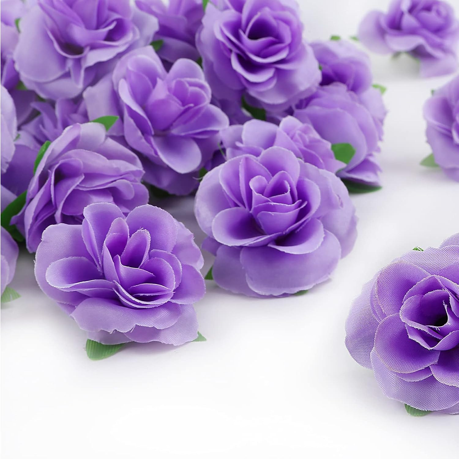 Kesote 50Pcs Purple Roses Artificial Flowers Bulk, 1.6″ Small Silk Fake Roses