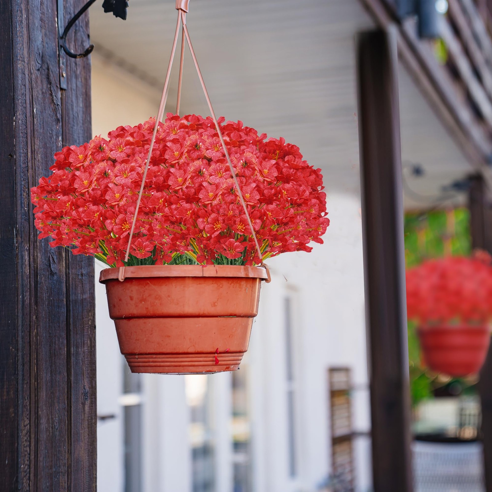 12 Bundles Red Artificial Flowers, No Fade Plastic Orchid Fake Flowers for De…