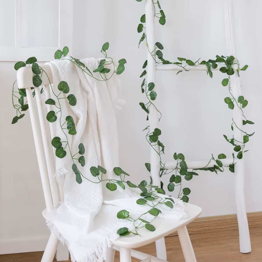 210Cm Artificial Hanging Christmas Garland Plants Vine Leaves Green Silk Outdoor