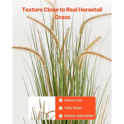 Artificial Grass Plant, 2 Pack 47 inch Horsetail Reed Grass in Pot, Premium PVC
