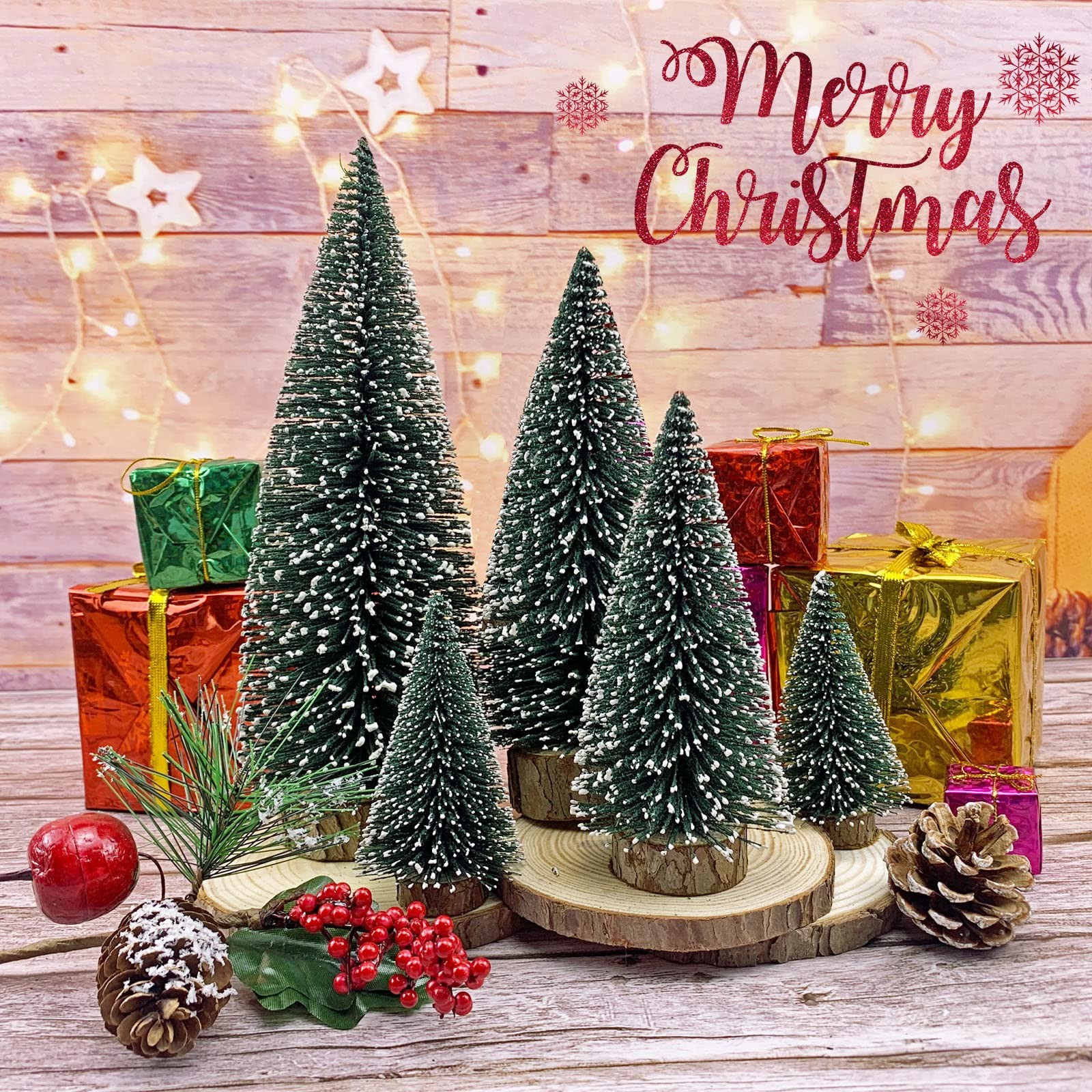 Desktop Miniature Pine Tree Mini Tabletop Christmas Bottle Brush Craft Decor