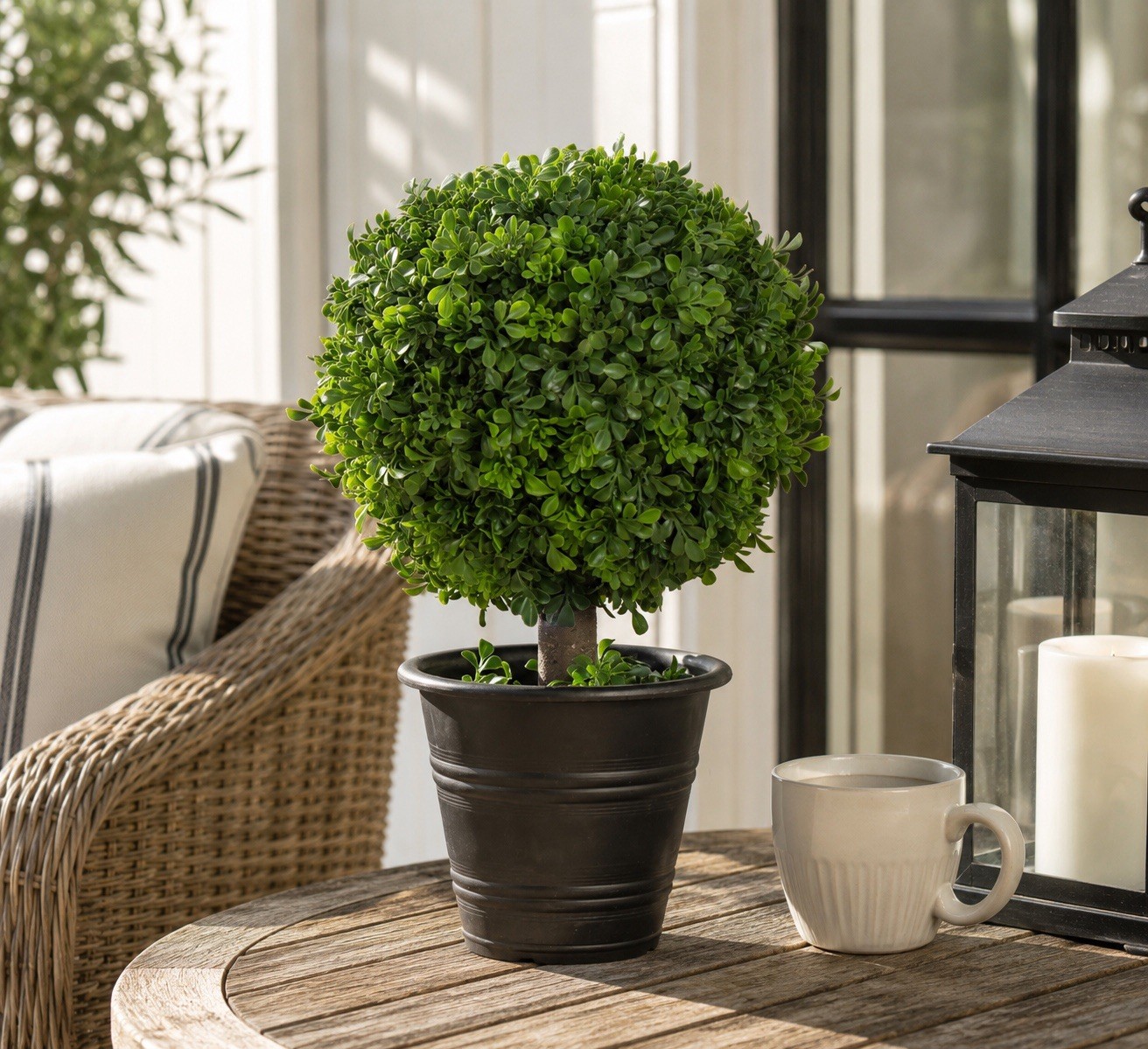 23” Boxwood Ball Topiary Artificial Tree Home Decor Indoor/Outdoor. Retail $99