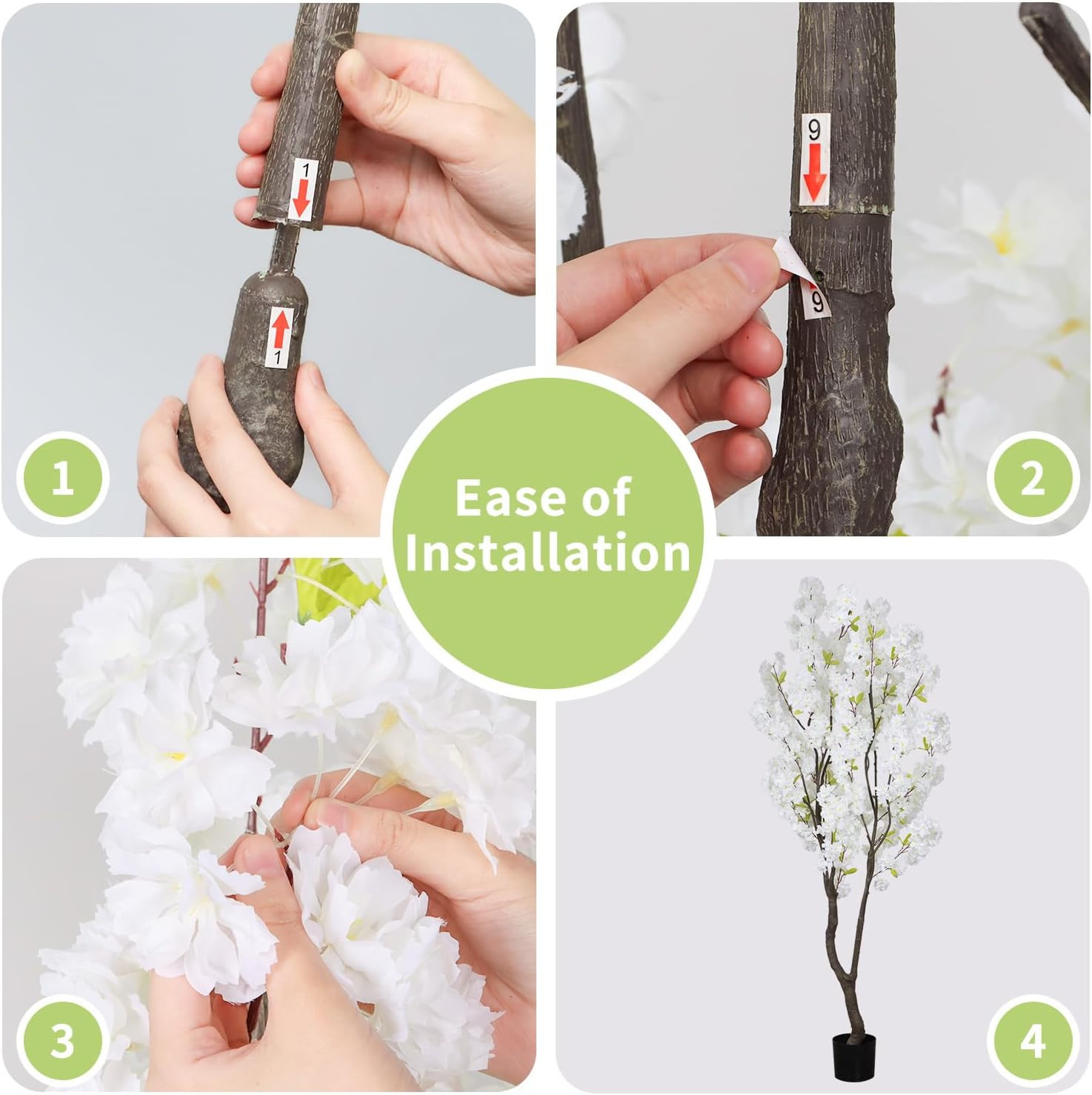 6.56Ft White Cherry Blossom Tree – Realistic Indoor & Outdoor Decor