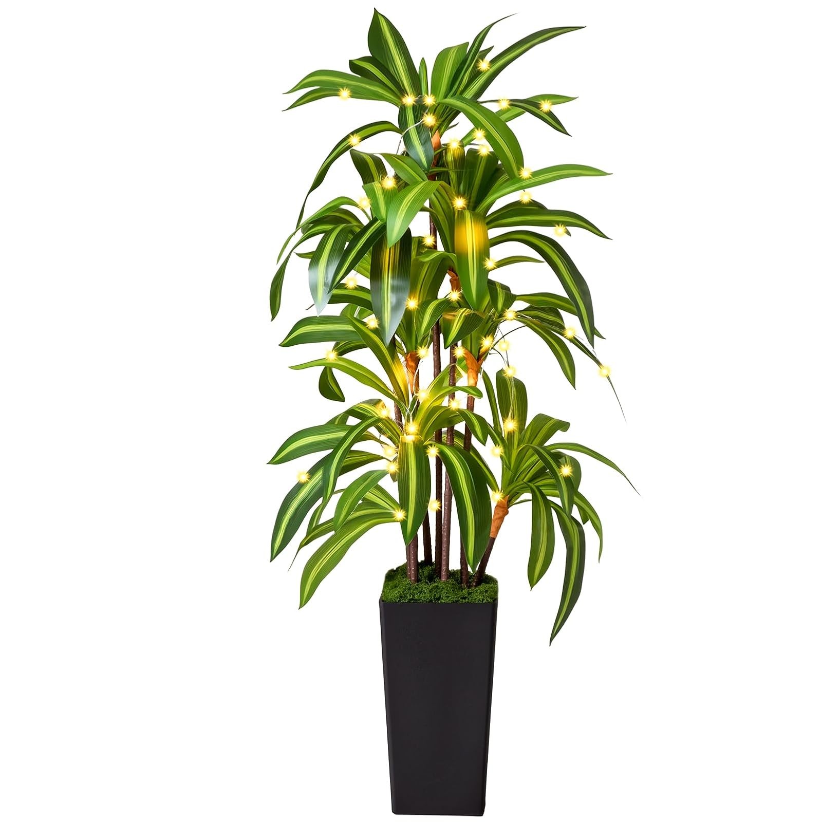 5FT Artificial Dracaena Tree Faux Plant Black Planter