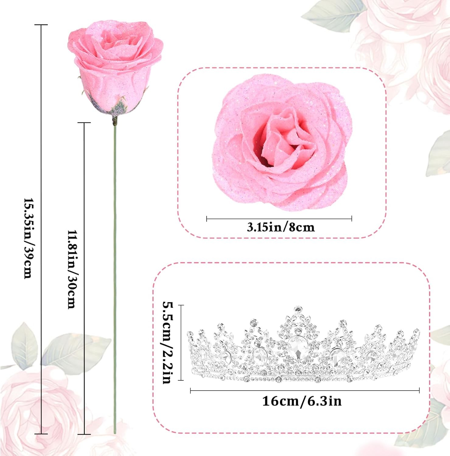 Waipfaru Glitter Roses Bouquet,Birthday Gifts for Women Mom,DIY Fake Flowers Bou