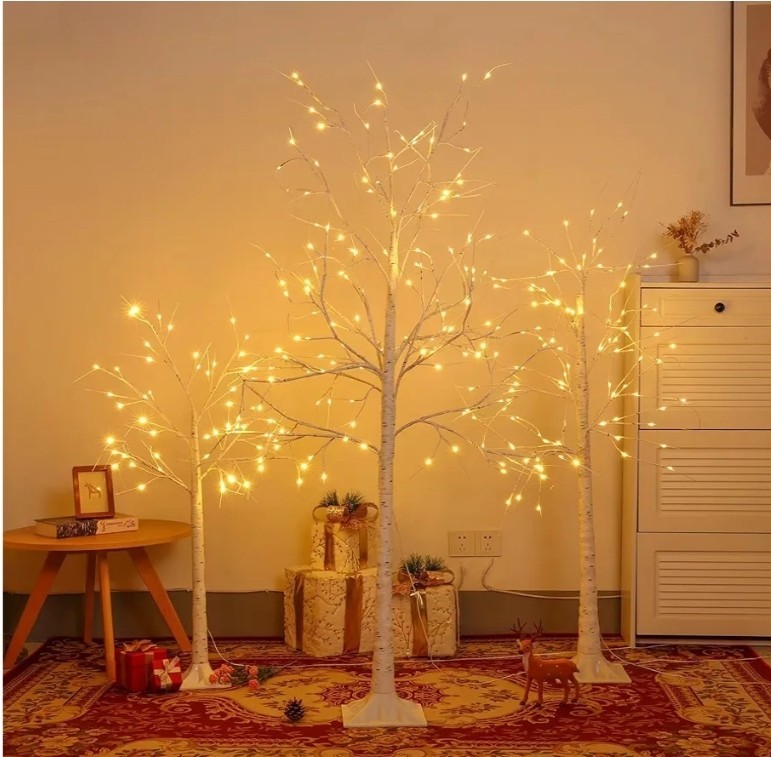 Set of 3 Lighted Birch Tree 4FT 5FT and 6FT, Higher Size, Timer Function…