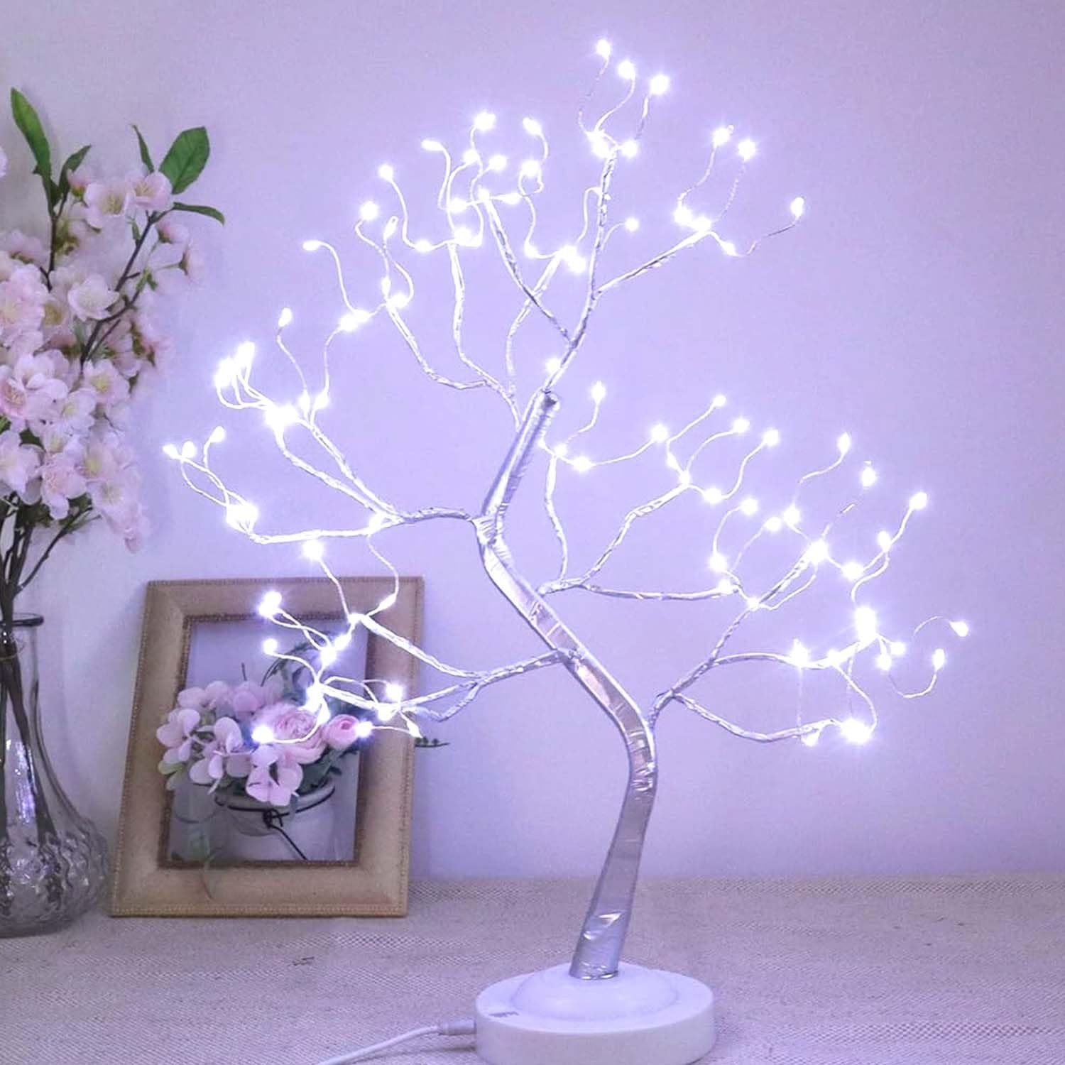 108 LED Bonsai Tree Light 20 Inch Tabletop Artificial Lamp 8 Modes White