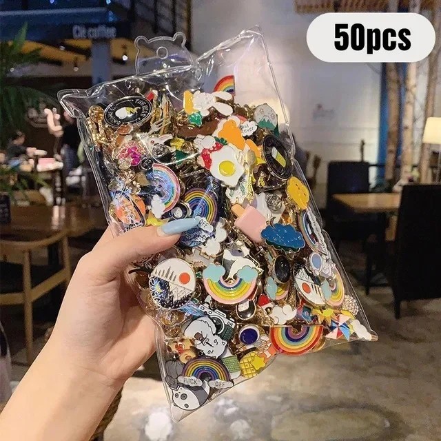 50pcs Random Brooch Pins Enamel Lapel Badge Collar Corsage Jewelry Fashion EDC