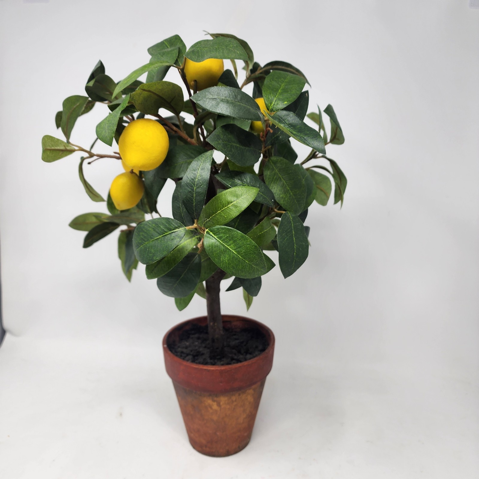 Lemon Tree 18” Silk Miniature Tabletop Decorative Topiary Clay Stylized Pot