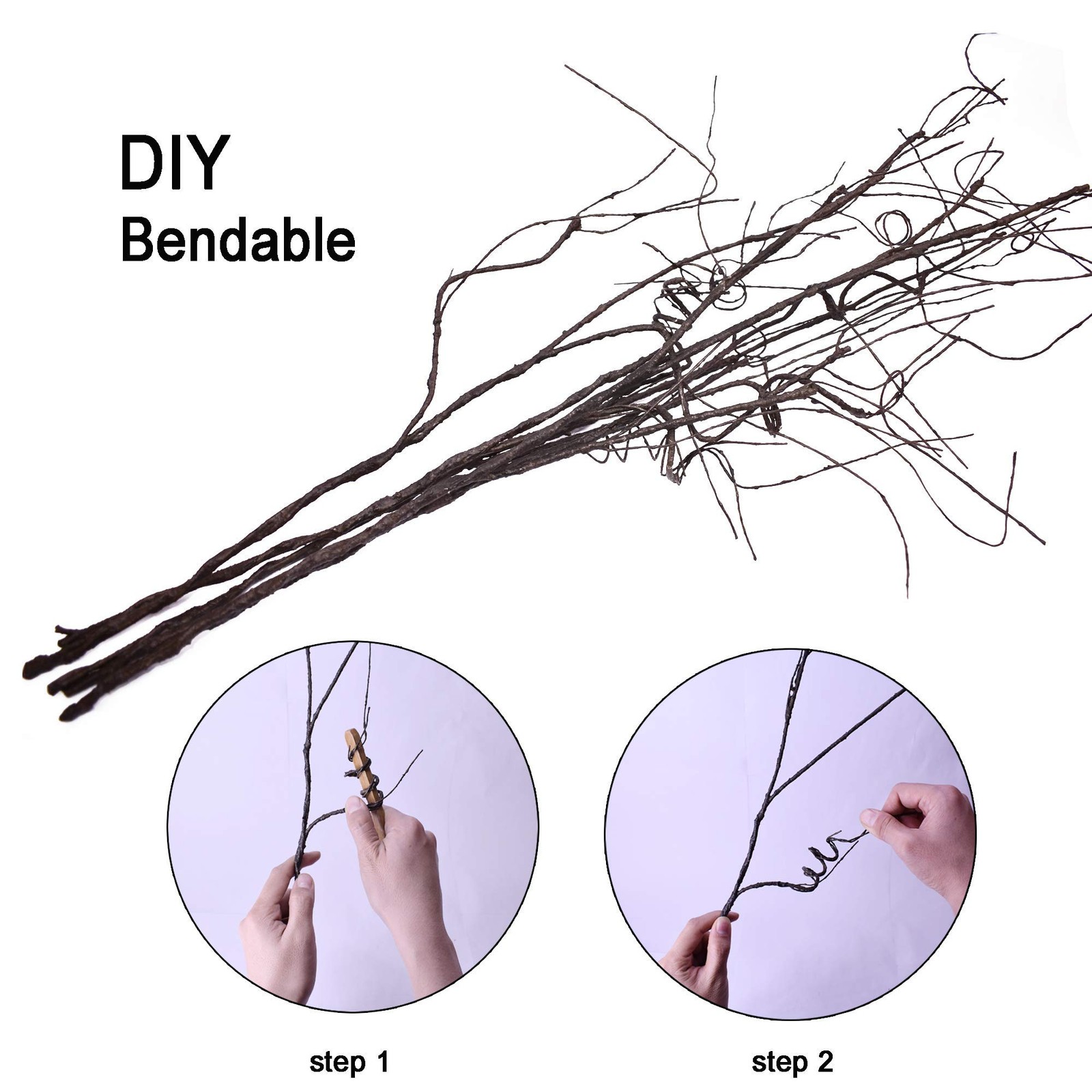 10PCS Lifelike Curly Willow Branches Decorative Dried Artificial Twigs, 30.7 …