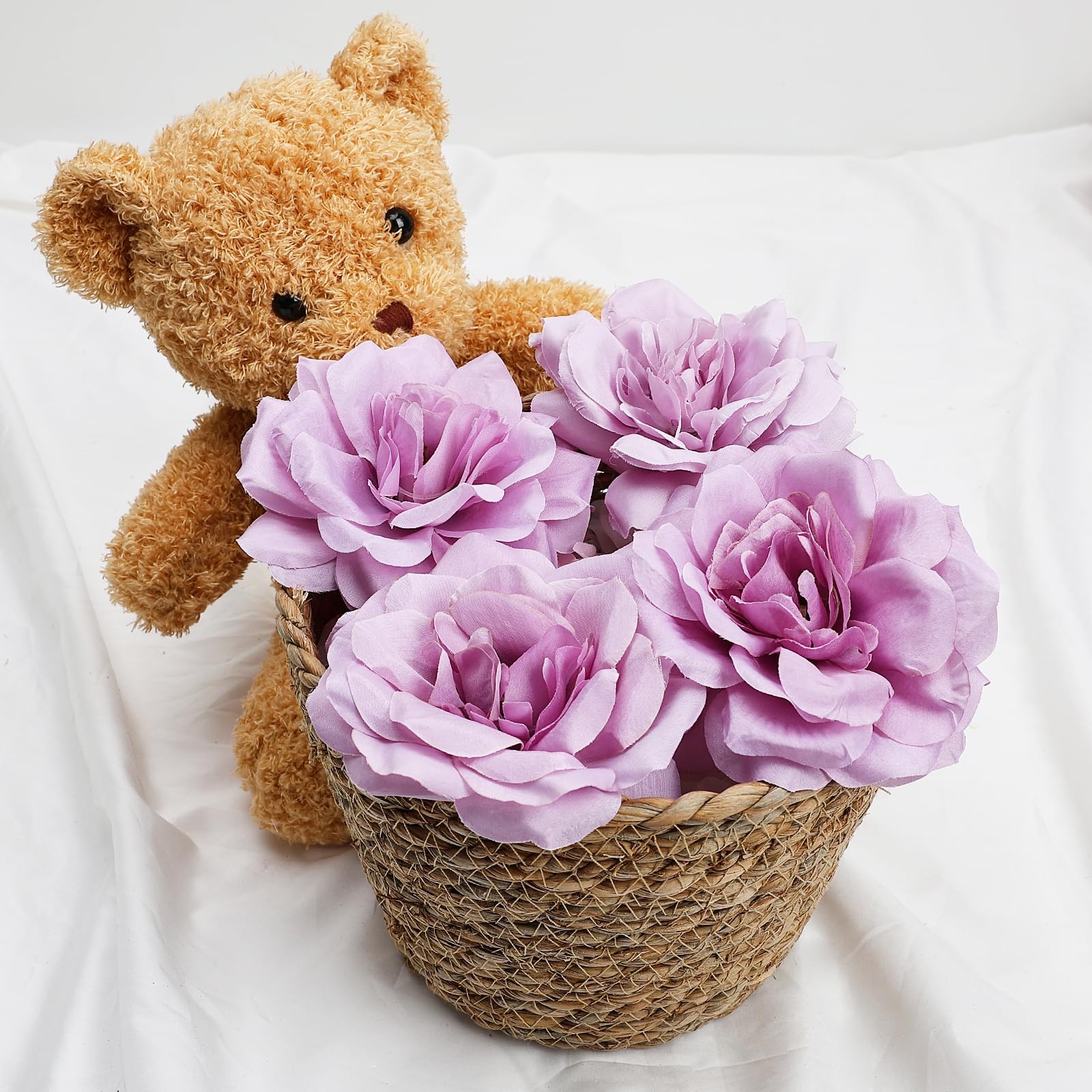 Artificial Silk Roses Flower Heads for Wedding Decorations – 50 Pieces Realis…