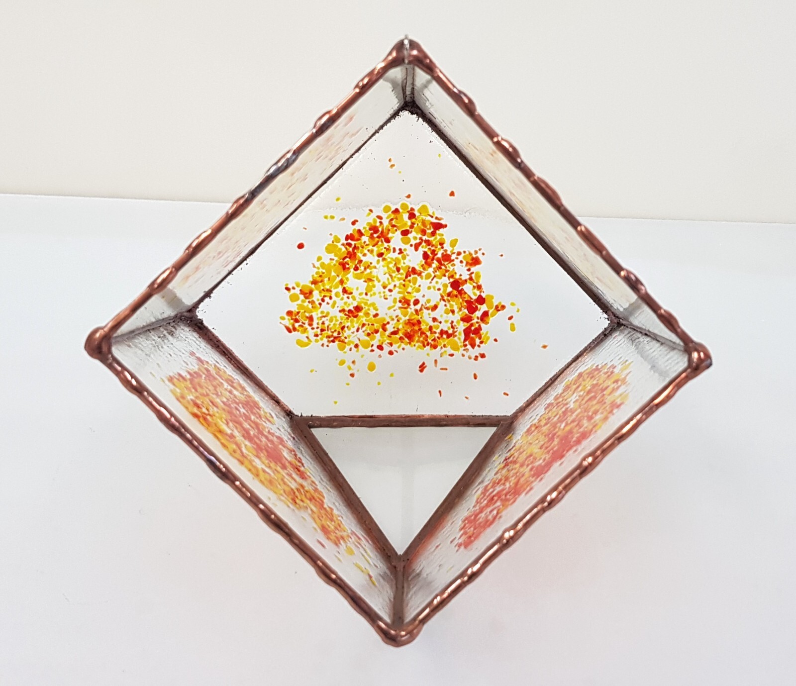 Geometric Terrarium Stained Glass, Cube Glass Planter, Home Decor Gardening Gift