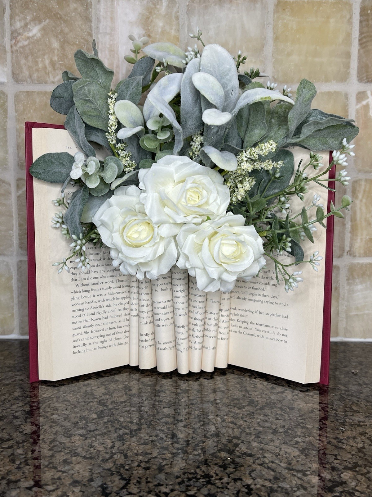 Upcycled Book Vase with White Roses | Book Lover Decor, Book Girlie, Reader Gift