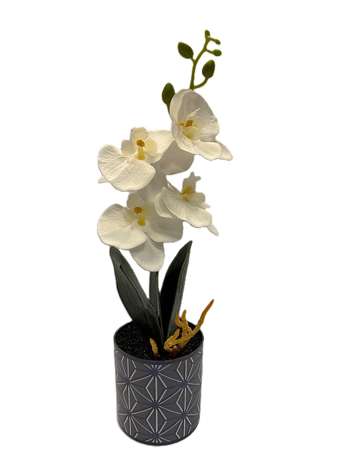 Artificial Orchid Potted Flowers, Faux Orchid Plant with Pot 12″ x 3″ x 3″