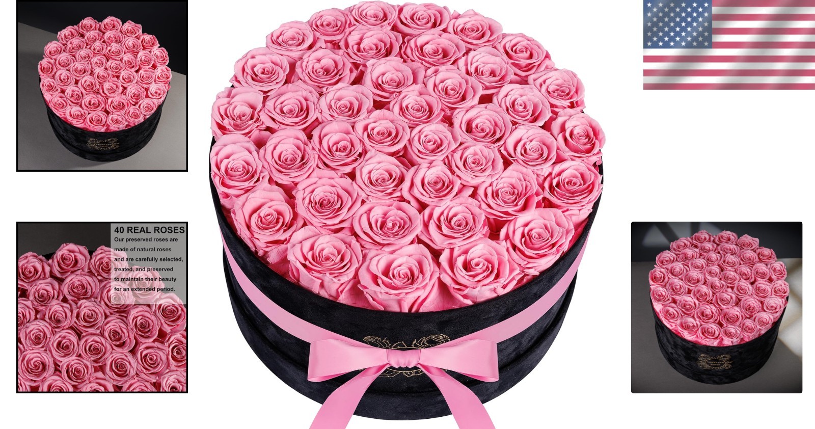Charming 40-Piece Preserved Roses Gift in Suede Box: Lasting Elegance for Her