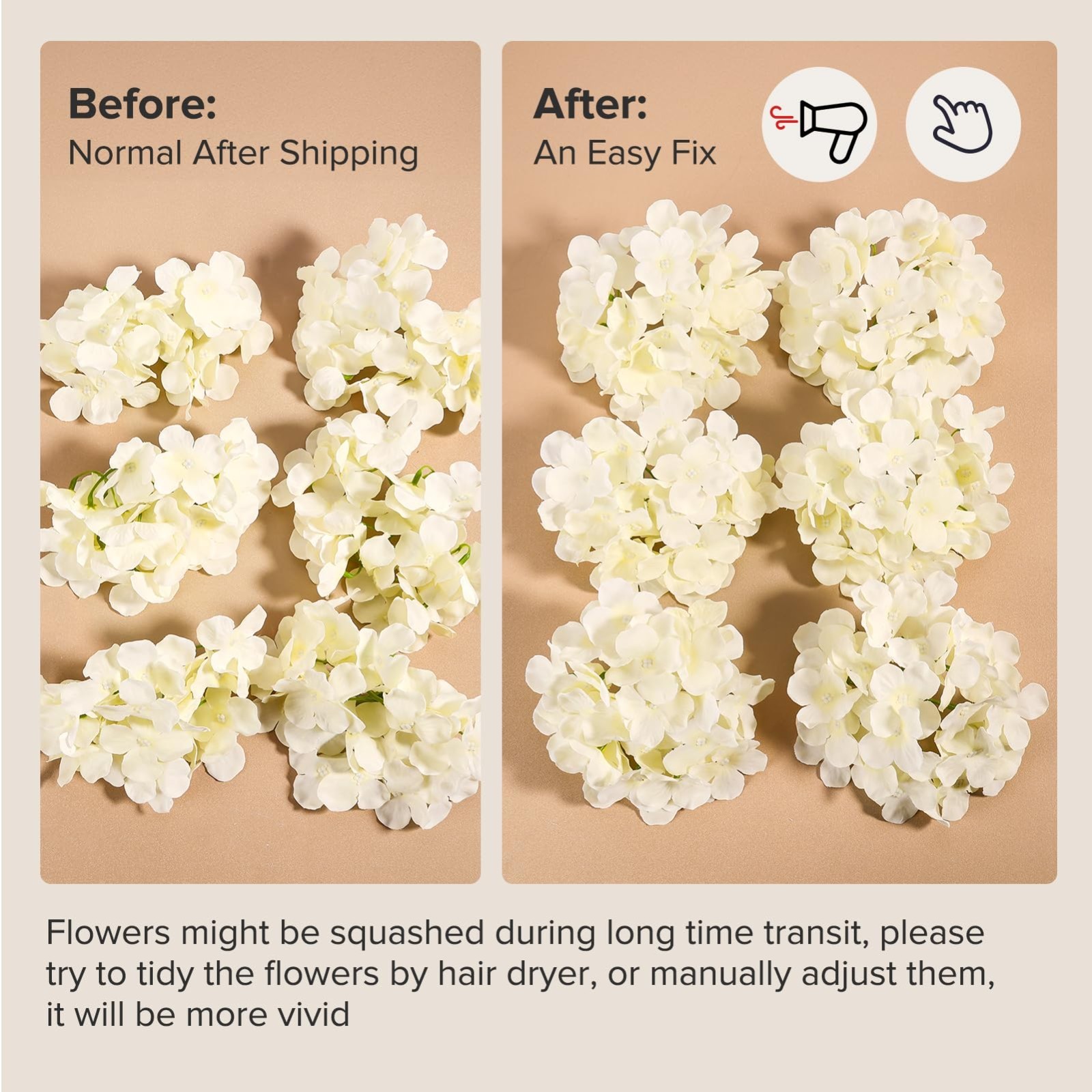 404PCS Hydrangea Artificial Flowers – Lifelike Silk Flower Heads & Stems for Wed