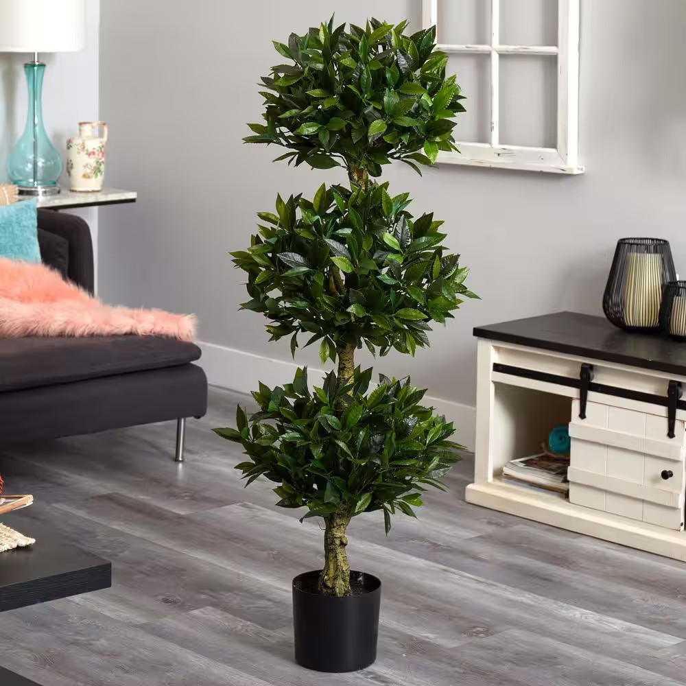 5 Ft. Artificial UV Resistant Indoor/Outdoor Triple Bay Leaf Topiary