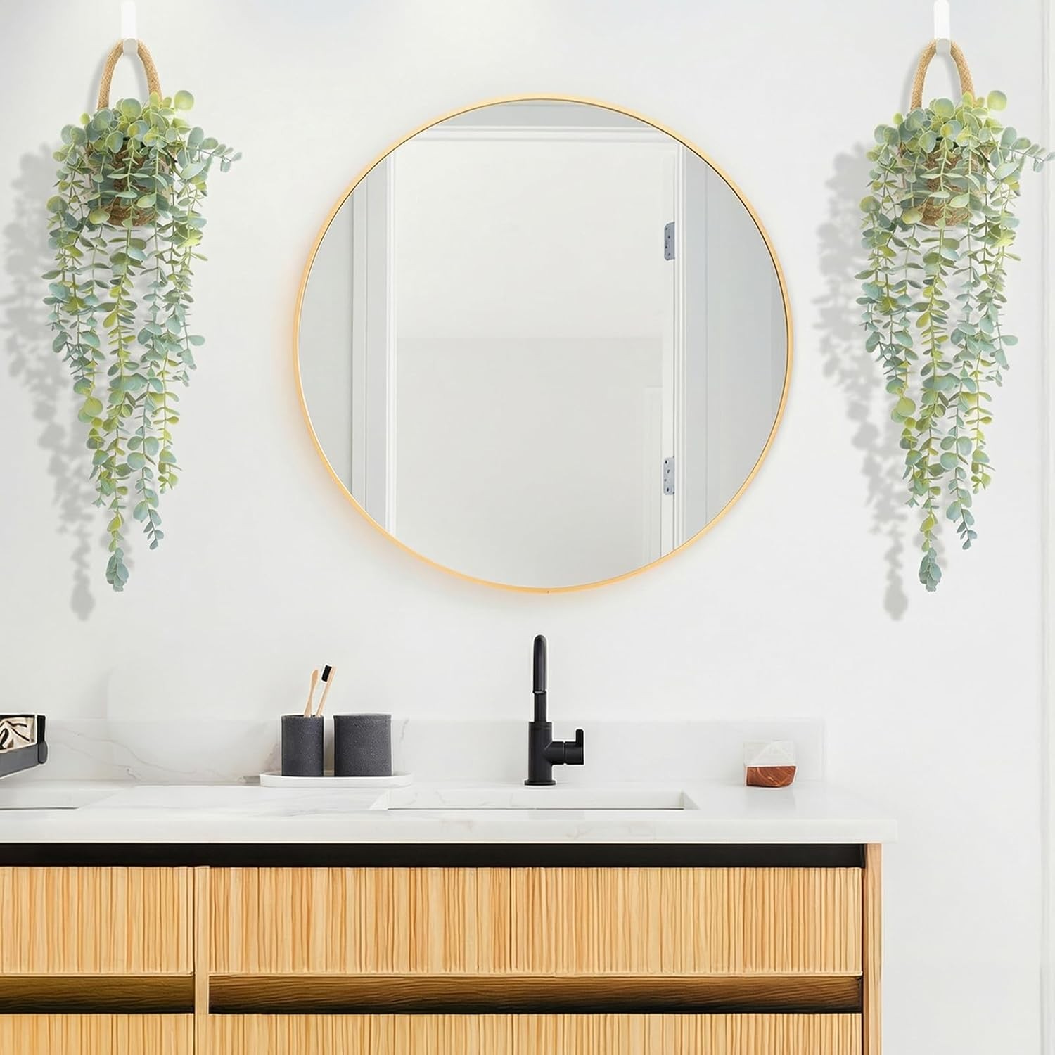 Fake Hanging Plant Decor Indoor Eucalyptus Artificial Faux Plants in Wall Woven