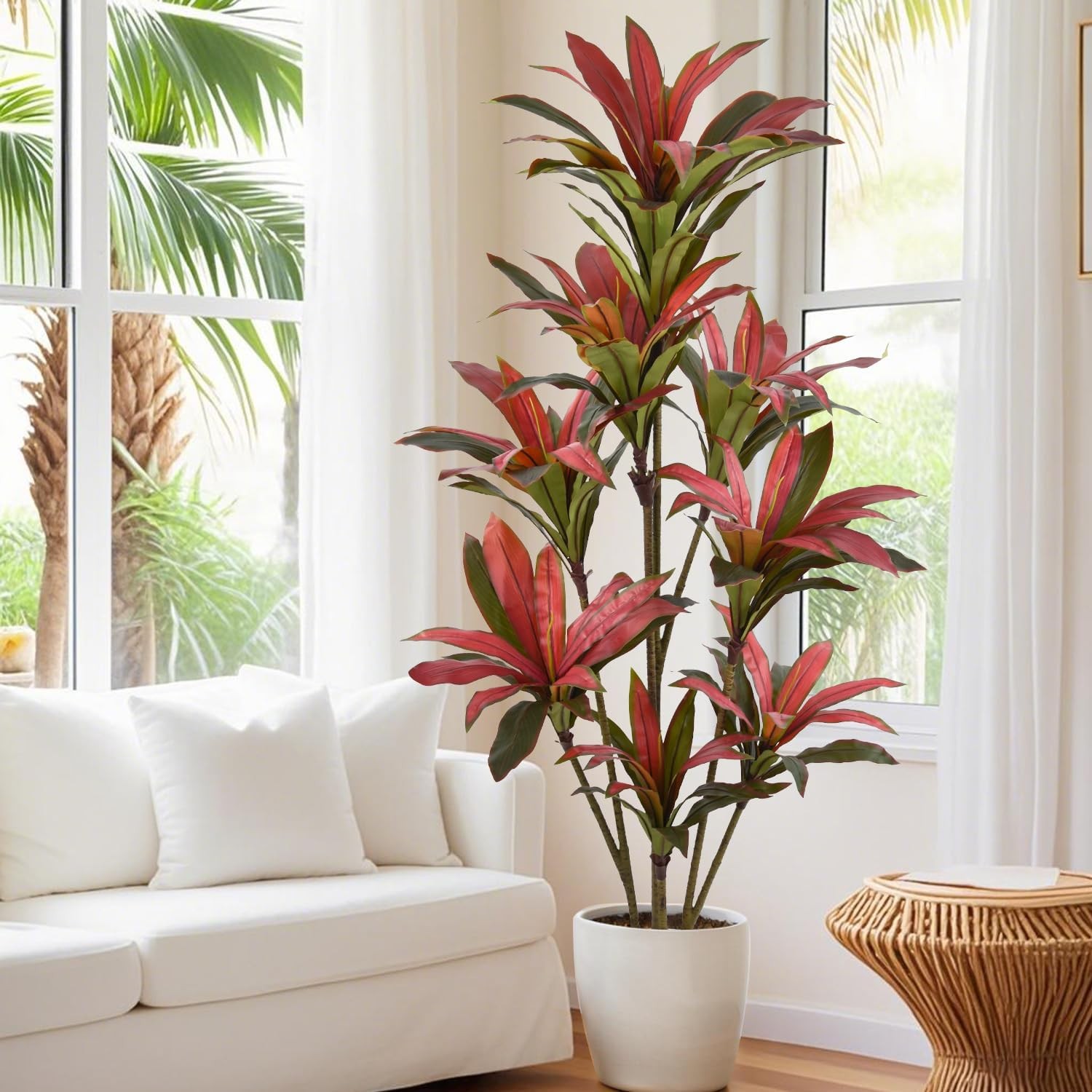 Artificial Dracaena Tree 6ft(72in) Tall Large Faux Fall Plants with Realistic