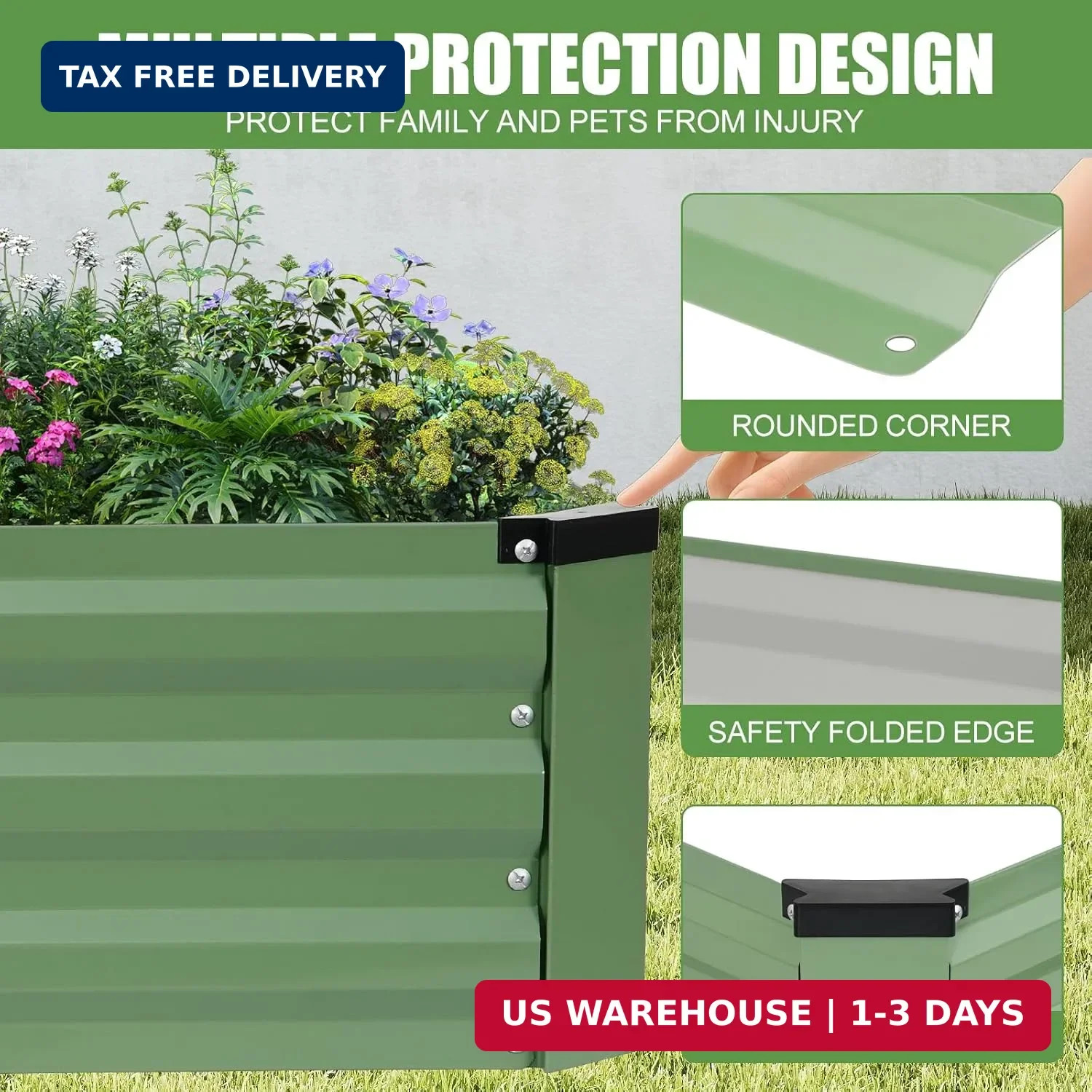 Galvanized Raised Garden Bed Outdoor | Metal Raised Garden Bed for Gardening 2Pa