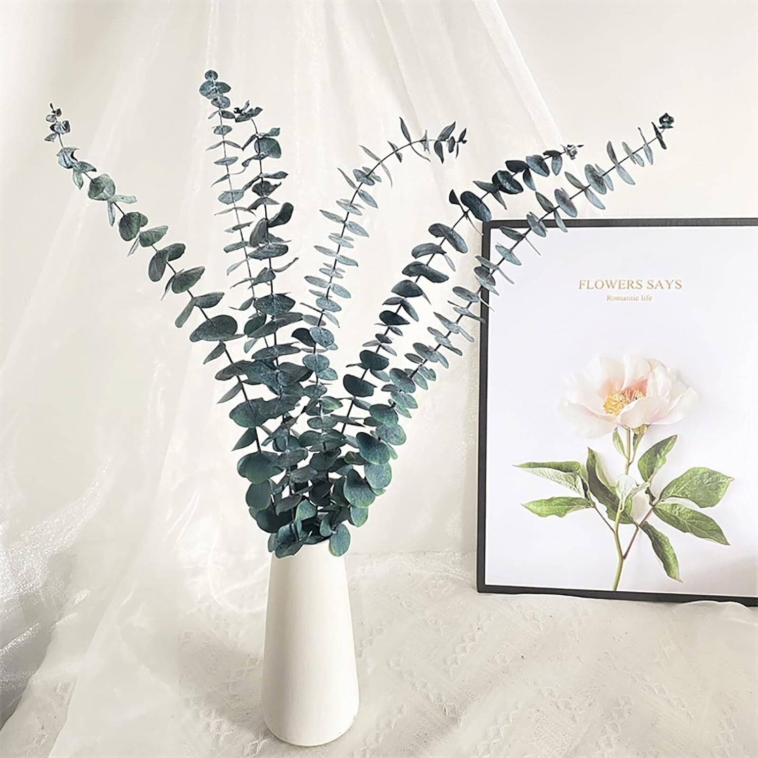 17 Inch Shower Hanging Preserved Eucalyptus Stems Plant Fresh Real Leaves 12 pcs