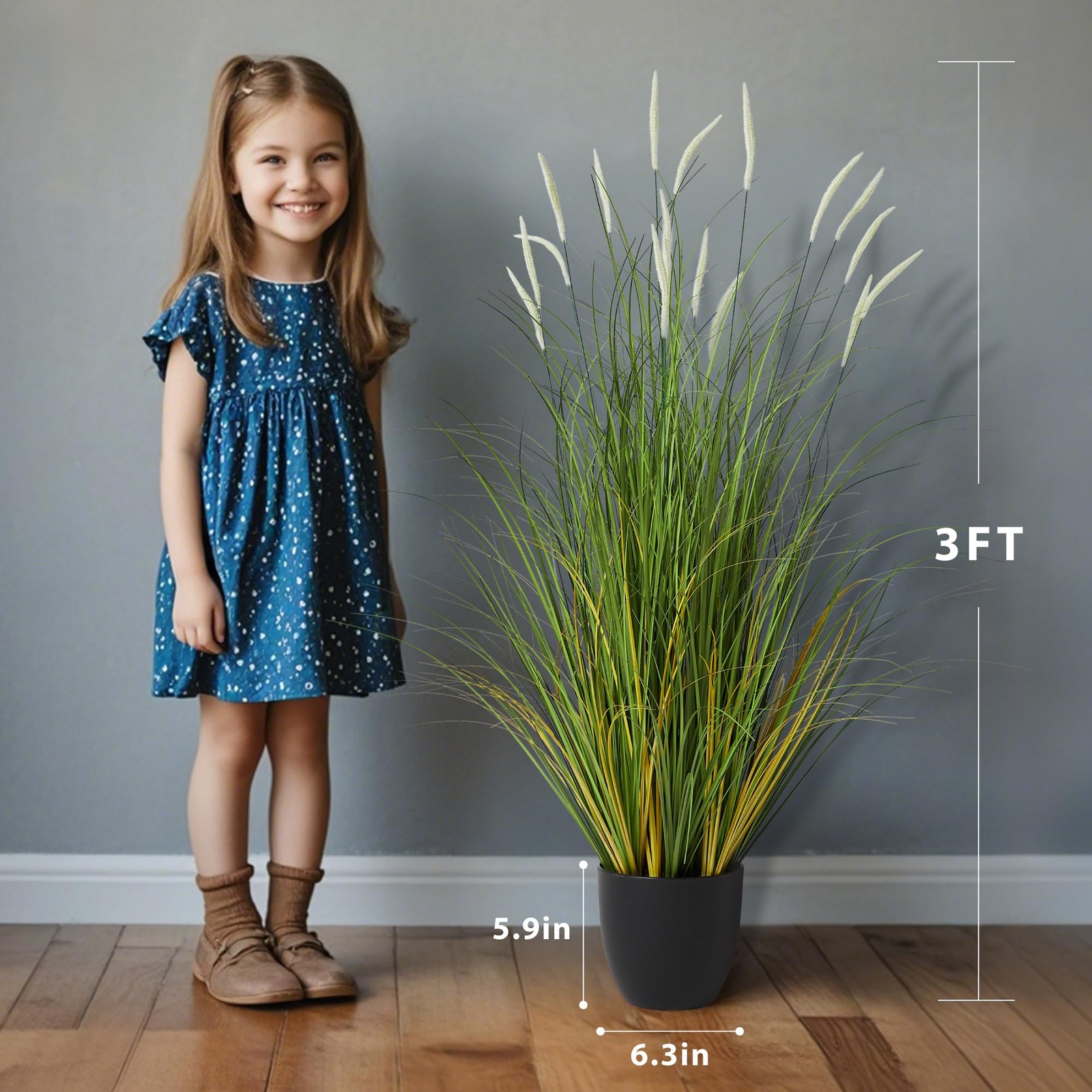 3ft 2-Pack Artificial Cattail Reed Grass, 35in Artificial Indoor Outdoor Fake…