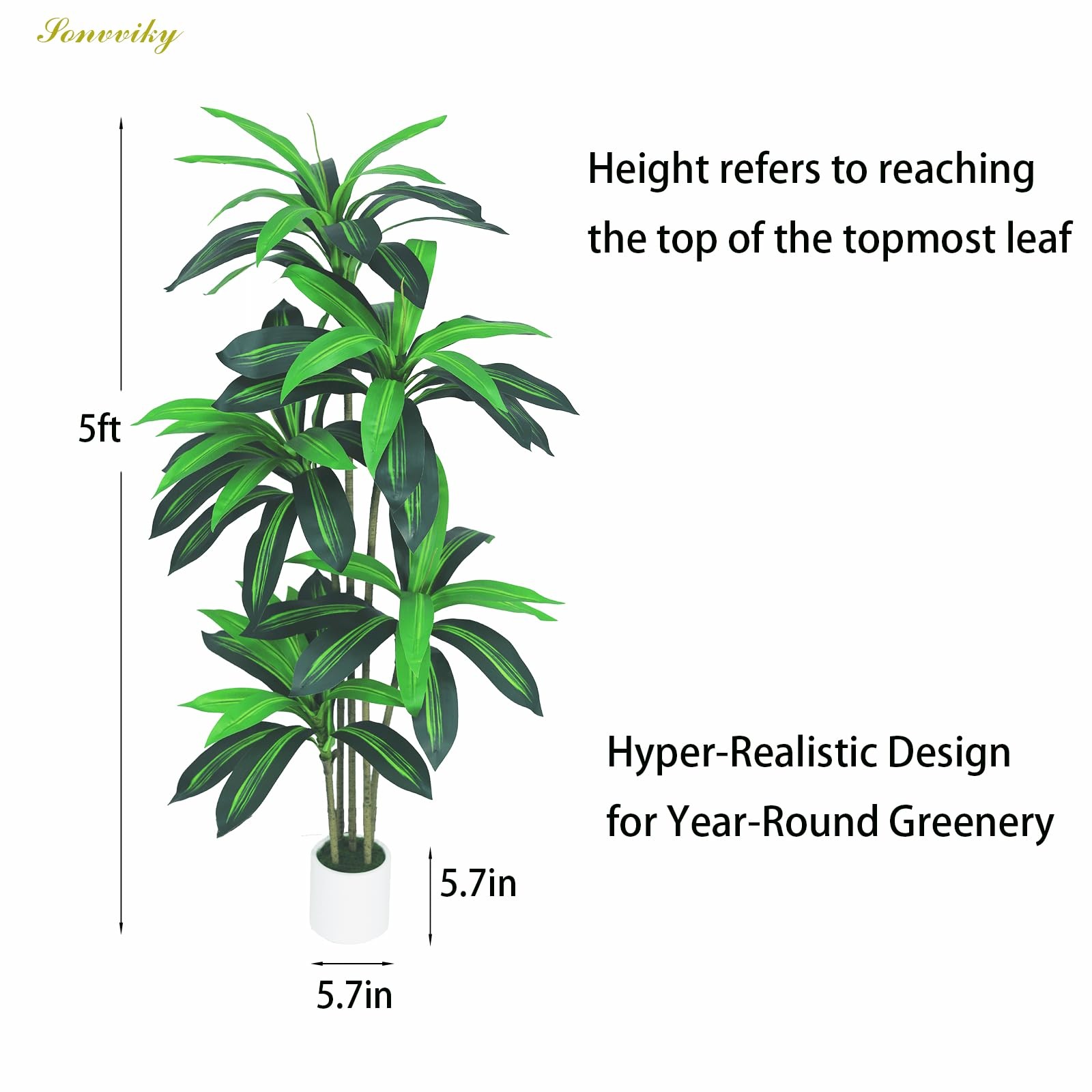5FT Artificial Dracaena Tree – Fake Plants for Home Decor Indoor,Faux Outdoor…