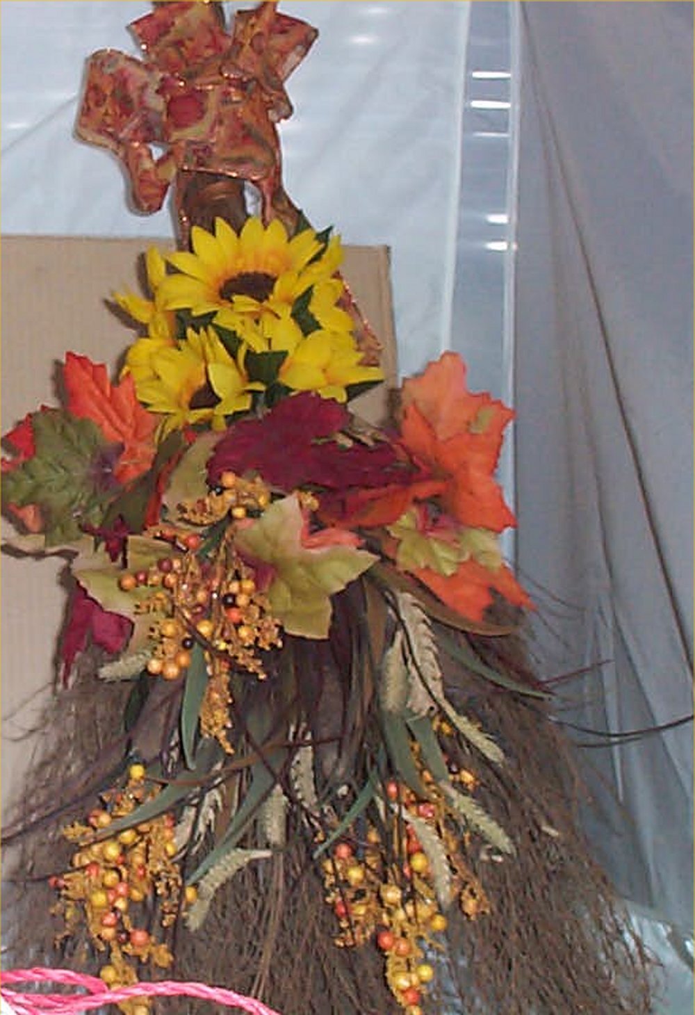 Fall Floral Harvest Broom Sunflower Halloween Pumpkin Arrangement Thanksgiving