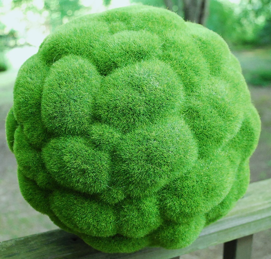 Vtg LARGE Green FAUX TURF GRASS TOPIARY KNOT/BALL 14″ Carved Textured Pattern