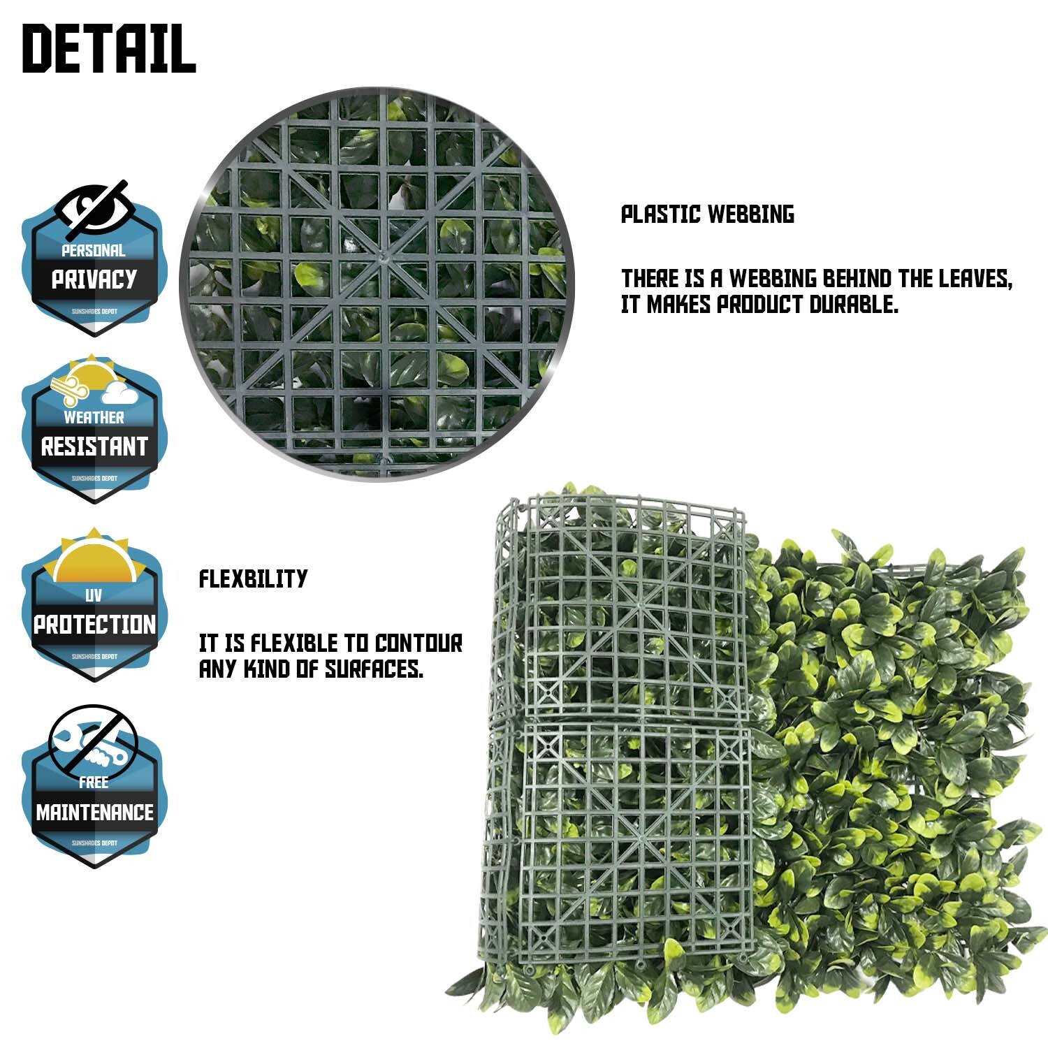 20″x20″ Artificial Faux Leaf Ficus Fence Screen Greenery Wall Decor Panel