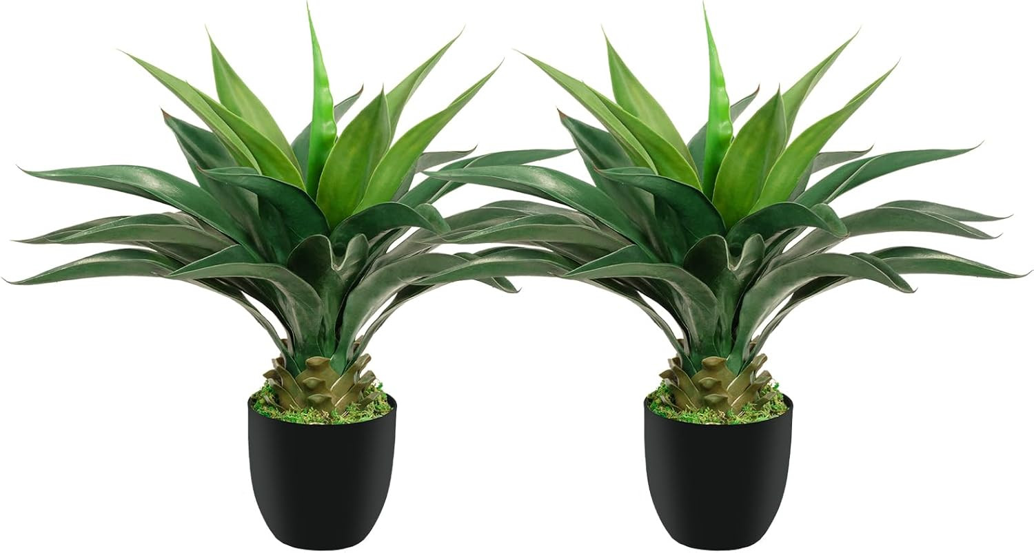2FT Artificial Agave Plant – Large Fake Aloe Vera for Home & Office Decor 2PCS