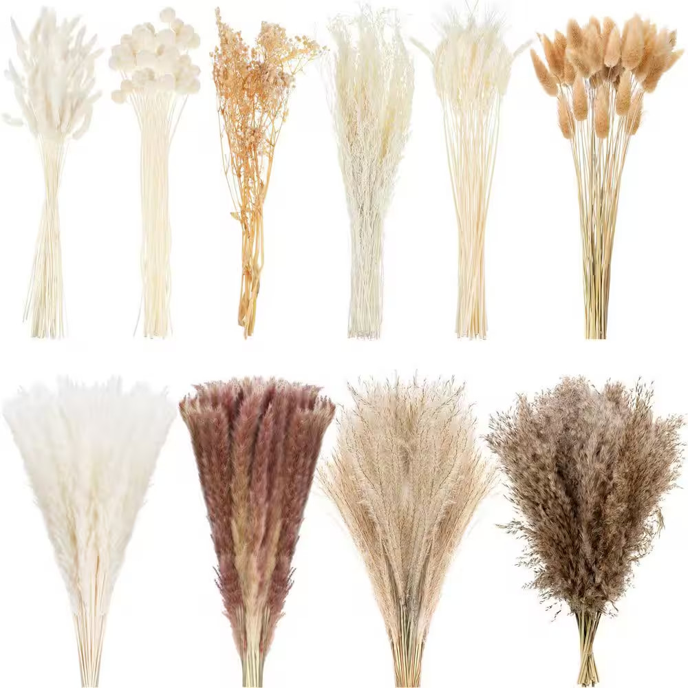 4.02 In. 324-Pieces White Artificial Plant Pampas Grass Reed Grass Bunny Tails D