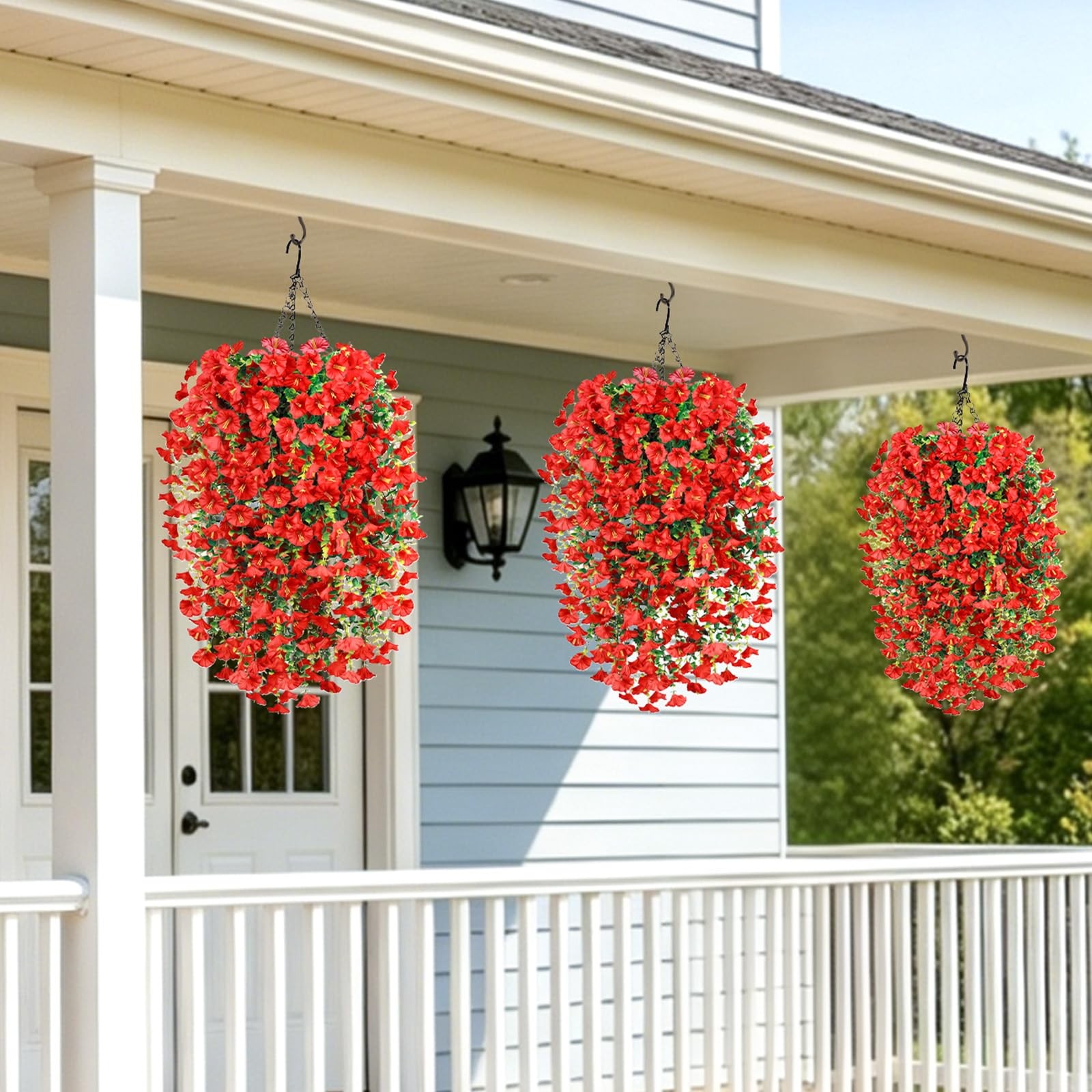 Artificial Flowers for Outdoors, 6-Pack 420 Blooms UV Resistant Hanging Morni…