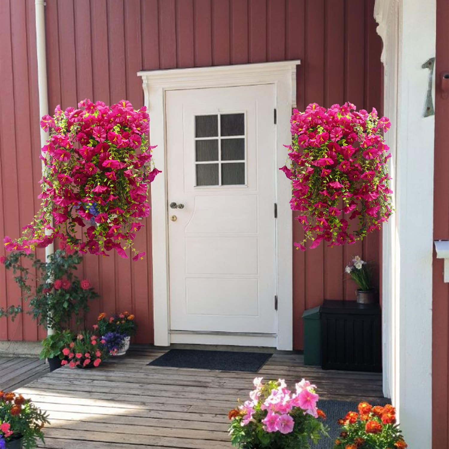 4 PCS Artificial Fake Hanging Flowers Plants for Outdoor Summer Decoration,Fa…