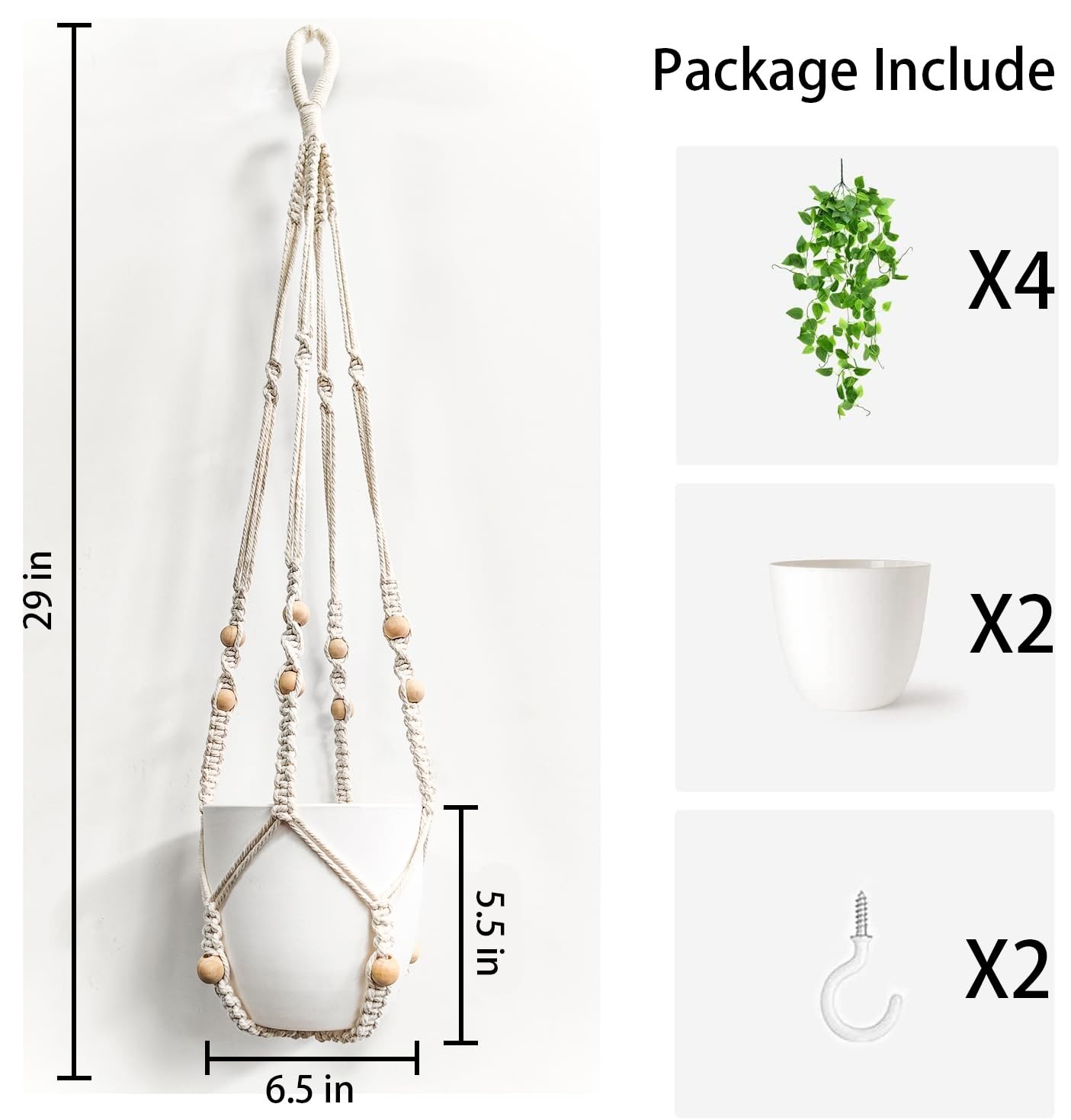 Fake Hanging Plant with Pots Wall Home Decor Artificial Hanging Basket Decor