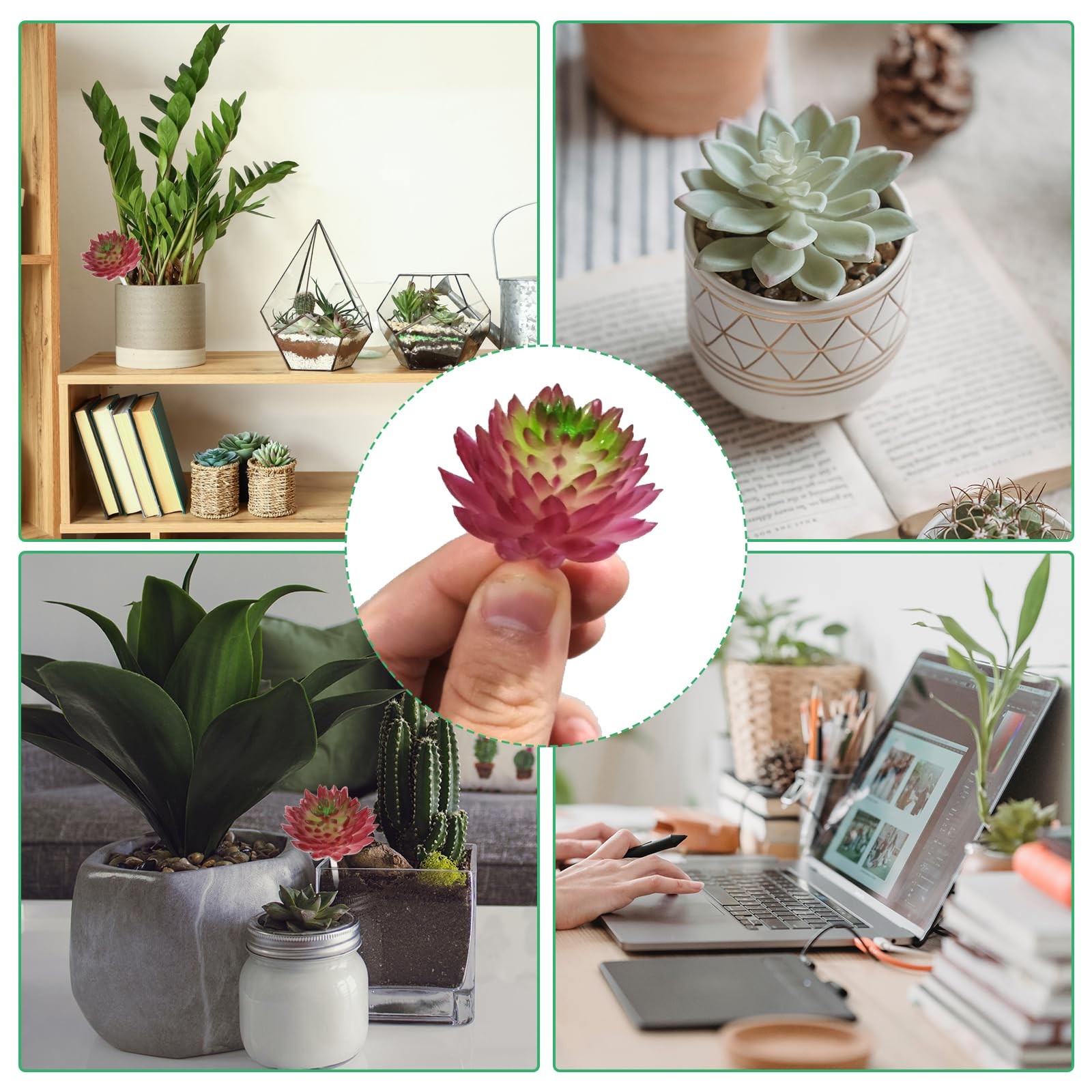 Mini Artificial Succulents, 2 Pack Unpotted Faux Succulent Picks Fake Succule…