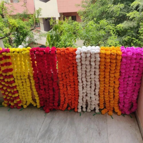 Wholesale Indian Mix Color Marigold Flower Mehndi Decoration Artificial Garlands