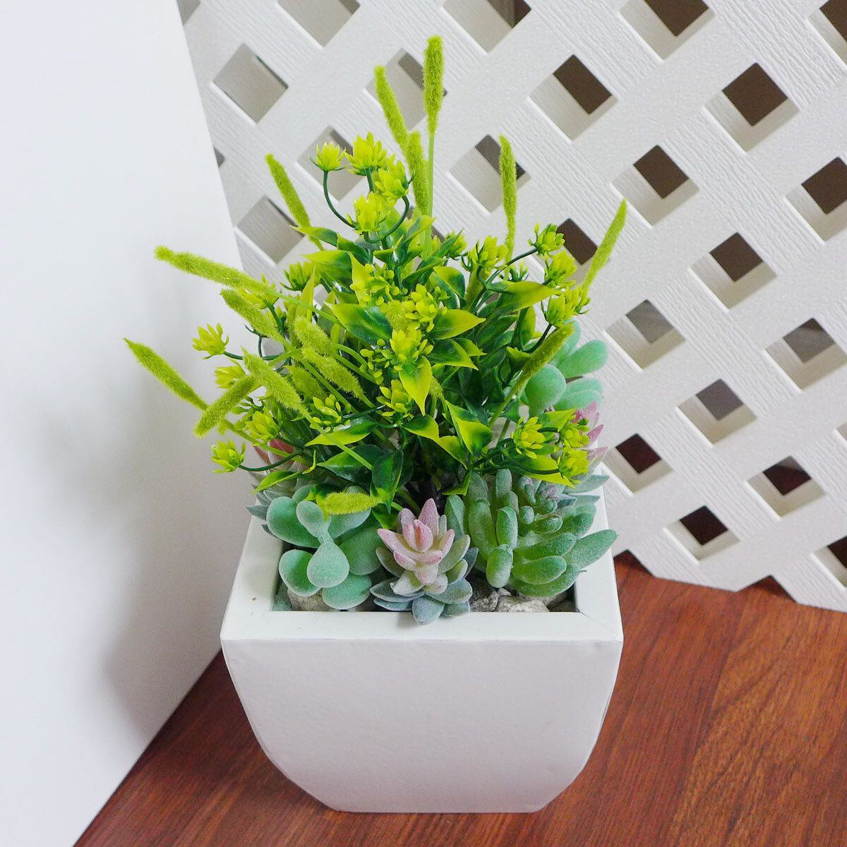 9 Pcs Mix Artificial Plants Yellow Plastic Grass With Flocking Succulents (#88)