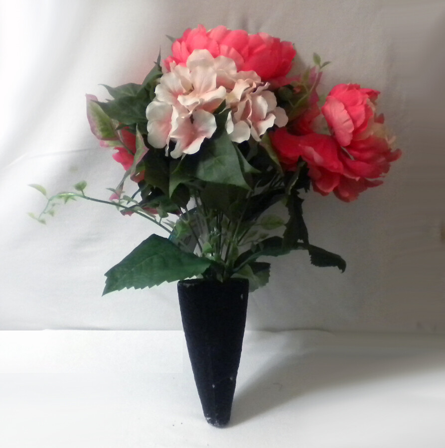 4 New Floral Bouquet Sets Pink White Purple Red Polyester Flowers & Leaves